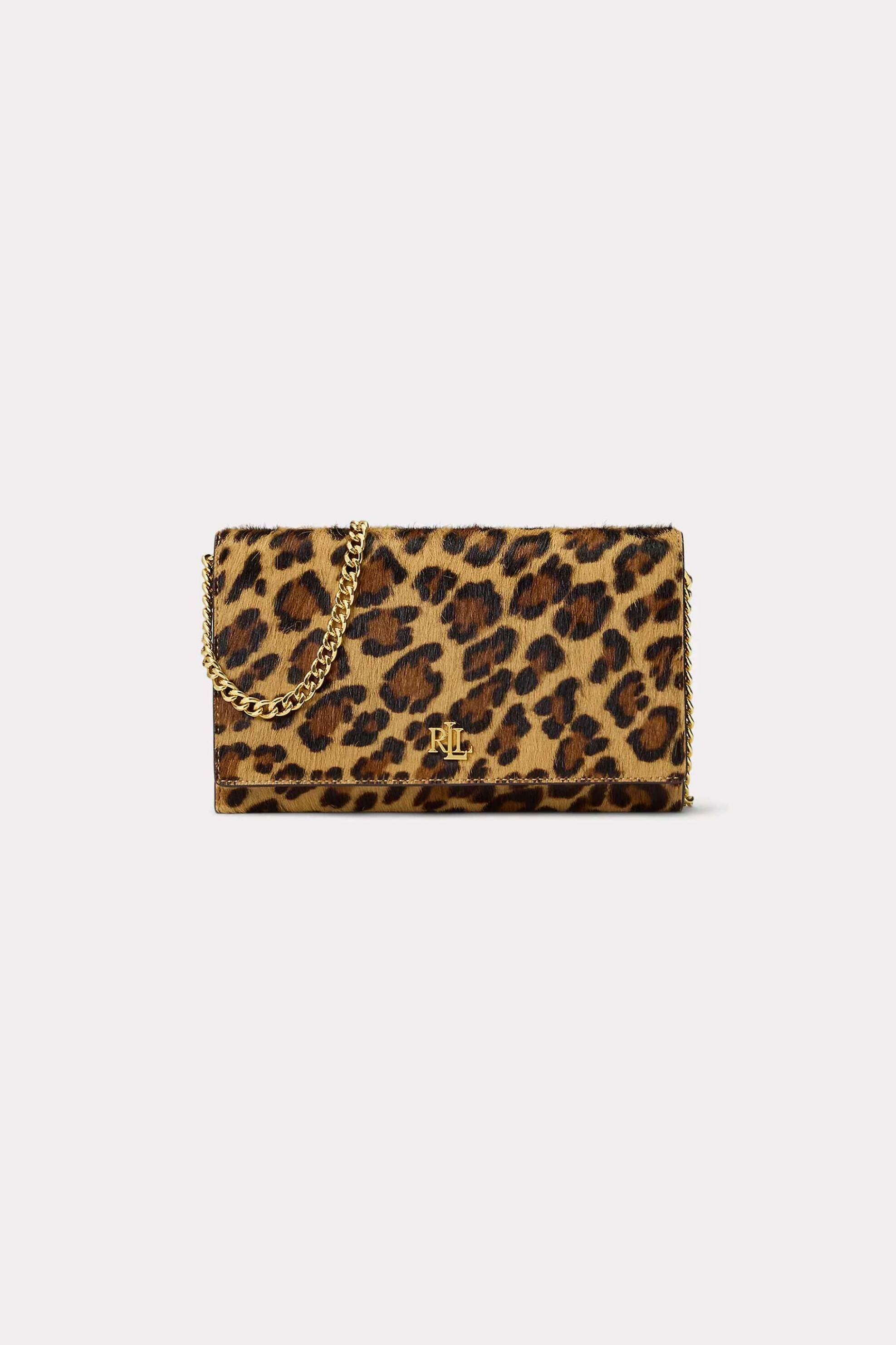 Lauren Ralph Lauren γυναικεία δερμάτινη τσάντα crossbody/πορτοφόλι με leopard print 
