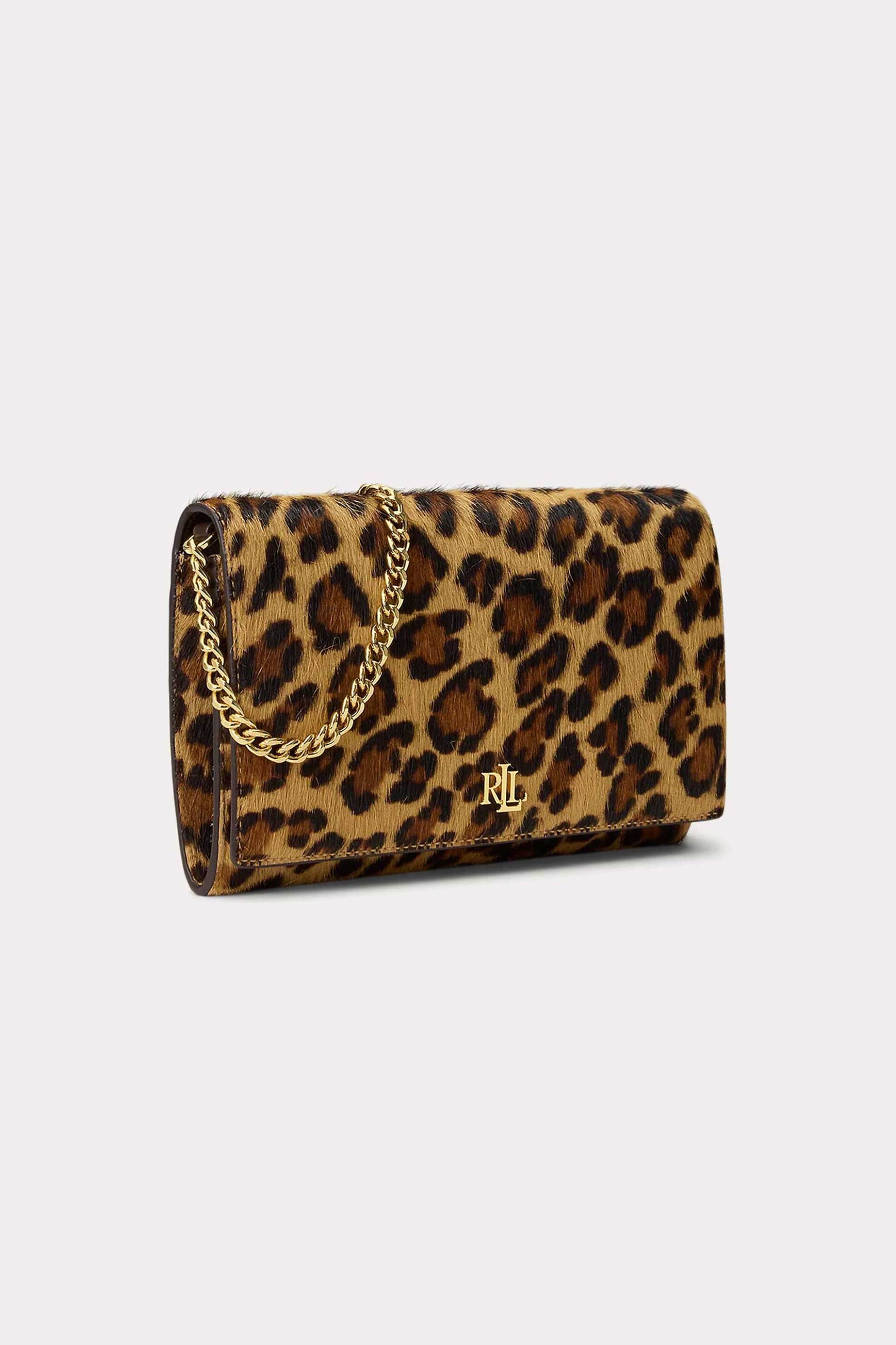 Lauren Ralph Lauren γυναικεία δερμάτινη τσάντα crossbody/πορτοφόλι με leopard print 