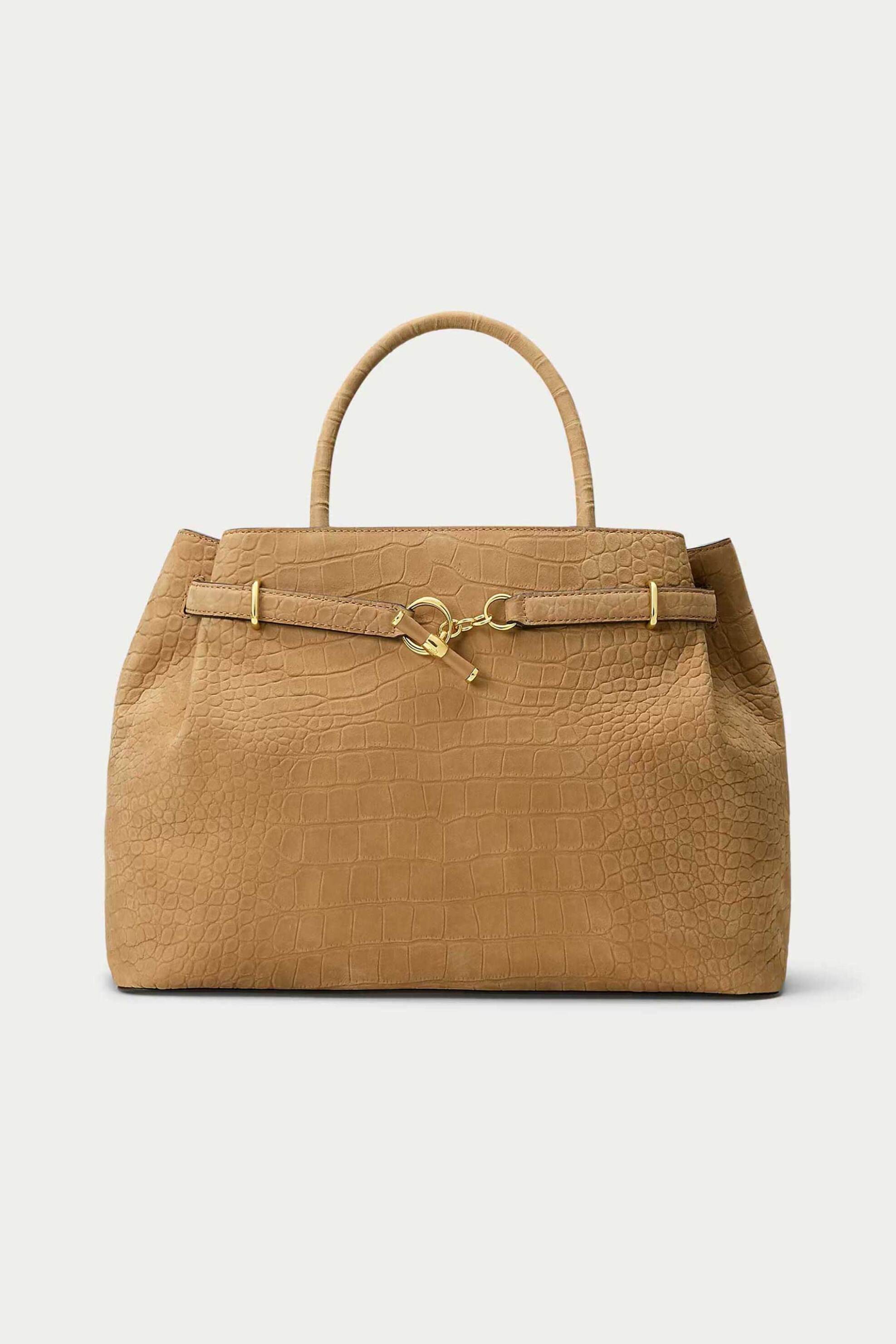 Lauren Ralph Lauren γυναικεία δερμάτινη τσάντα χειρός με croc effect 