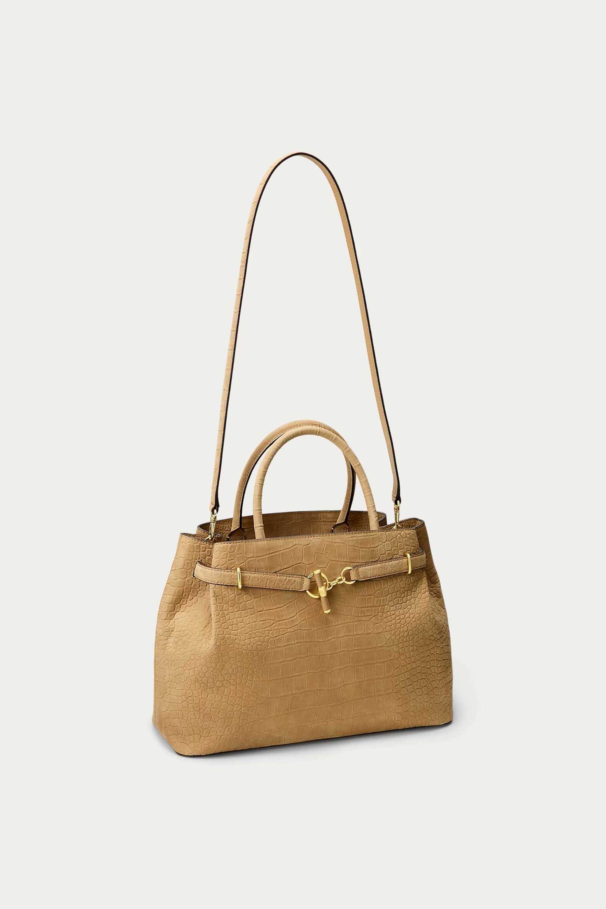 Lauren Ralph Lauren γυναικεία δερμάτινη τσάντα χειρός με croc effect 