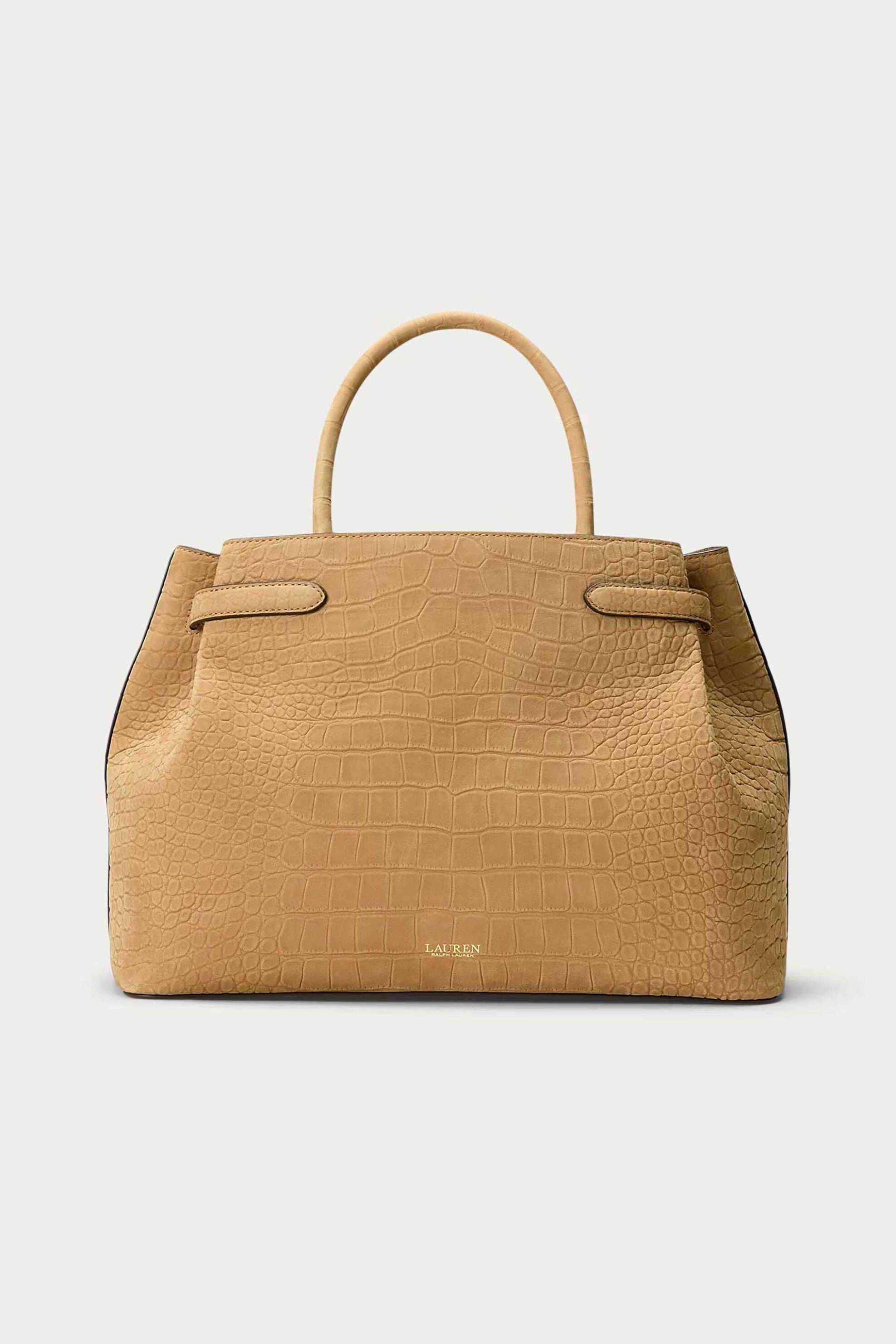 LAUREN RALPH LAUREN Lauren Ralph Lauren γυναικεία δερμάτινη τσάντα χειρός με croc effect "Blaike Large" - 26264196-ONE Καμηλό - 4