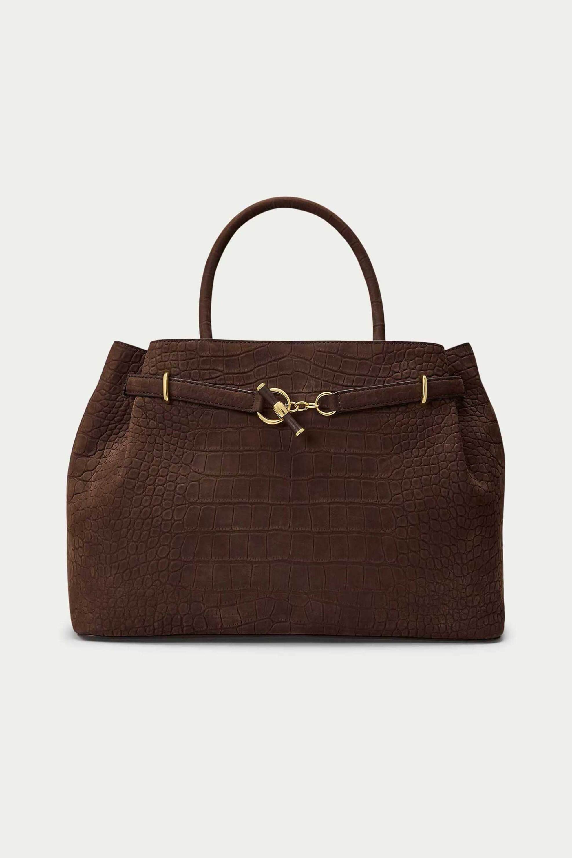 Lauren Ralph Lauren γυναικεία δερμάτινη τσάντα χειρός με croc effect 