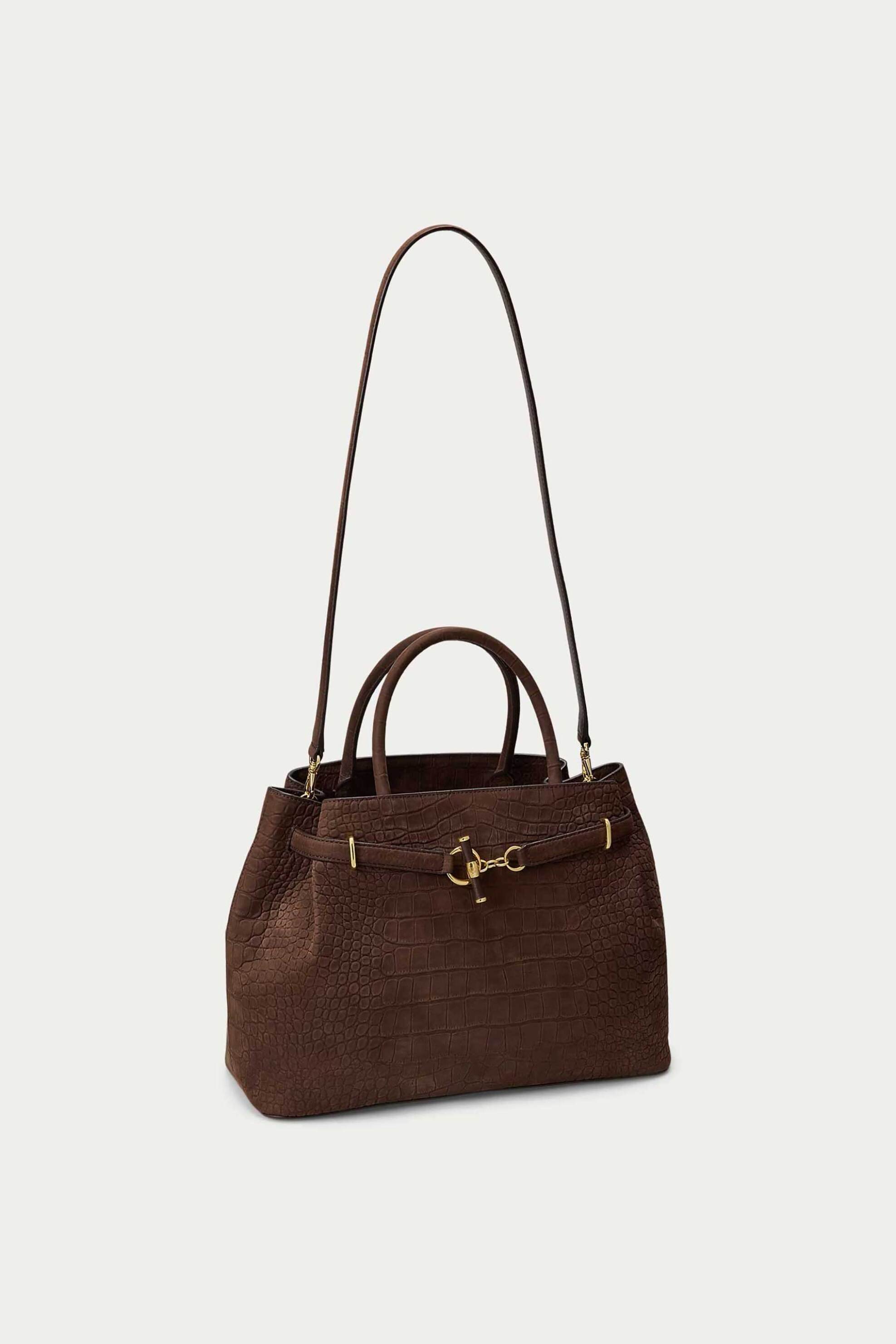 Lauren Ralph Lauren γυναικεία δερμάτινη τσάντα χειρός με croc effect 