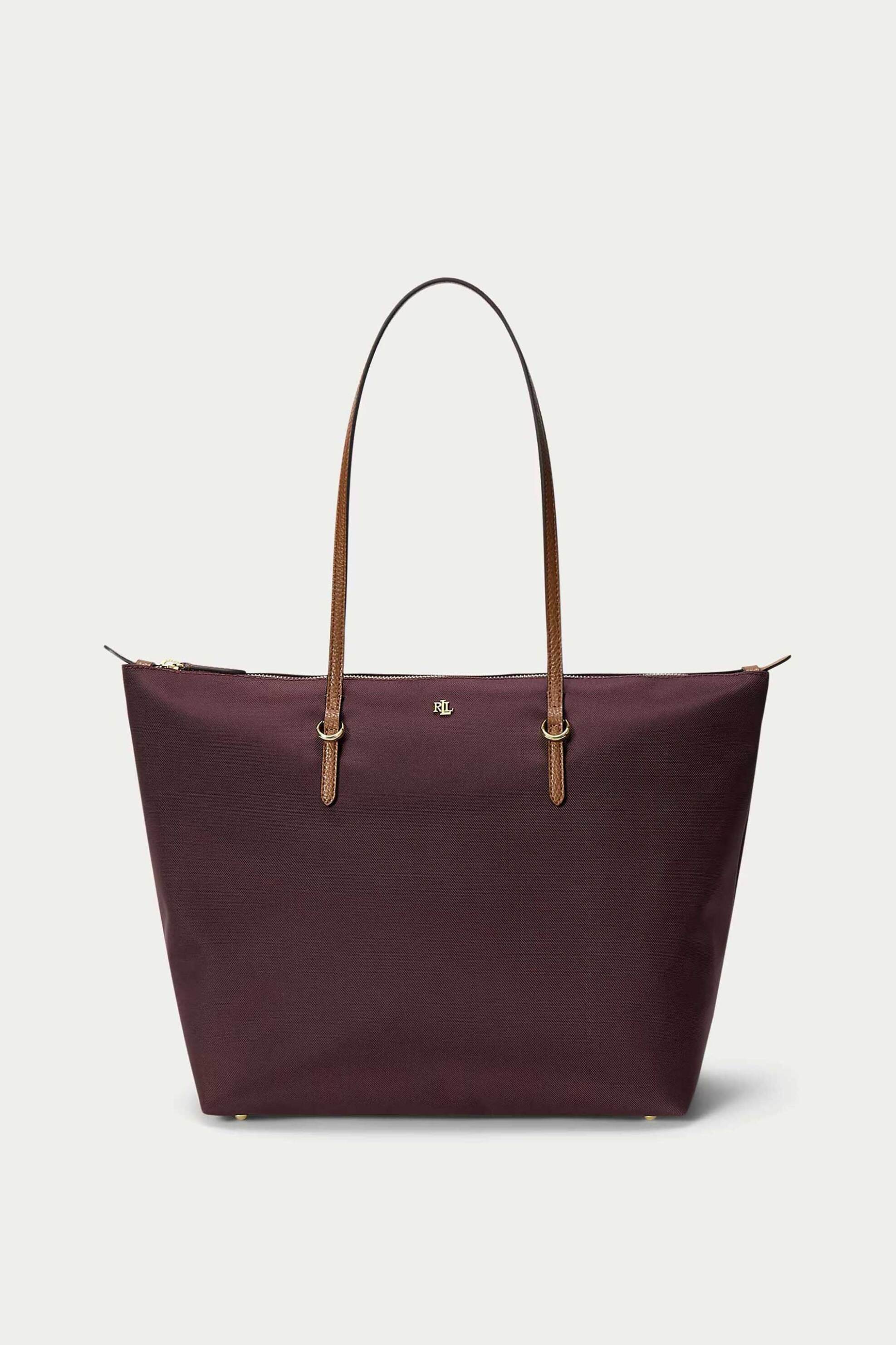 LAUREN RALPH LAUREN Lauren Ralph Lauren γυναικεία τσάντα tote με μεταλλικό monogram "Keaton Large" - 26264449-ONE Μπορντό Σκούρο