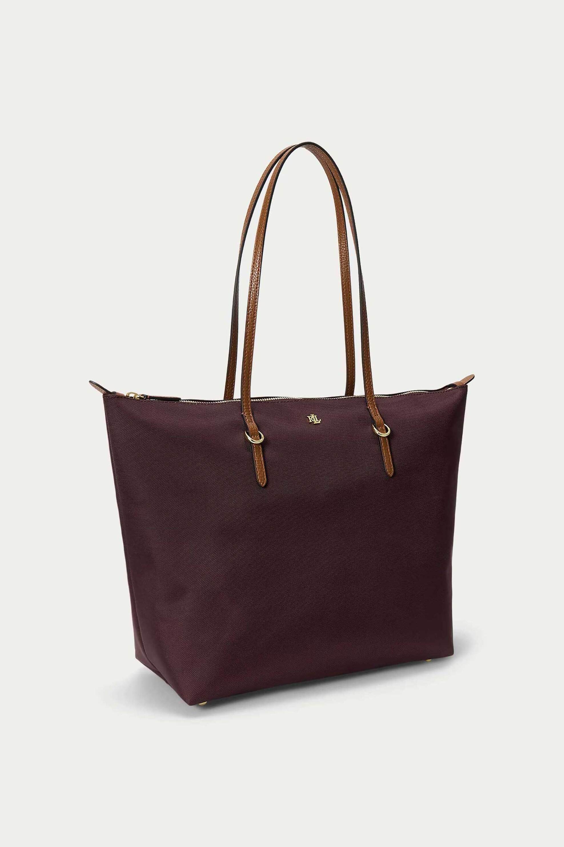 LAUREN RALPH LAUREN Lauren Ralph Lauren γυναικεία τσάντα tote με μεταλλικό monogram "Keaton Large" - 26264449-ONE Μπορντό Σκούρο - 2