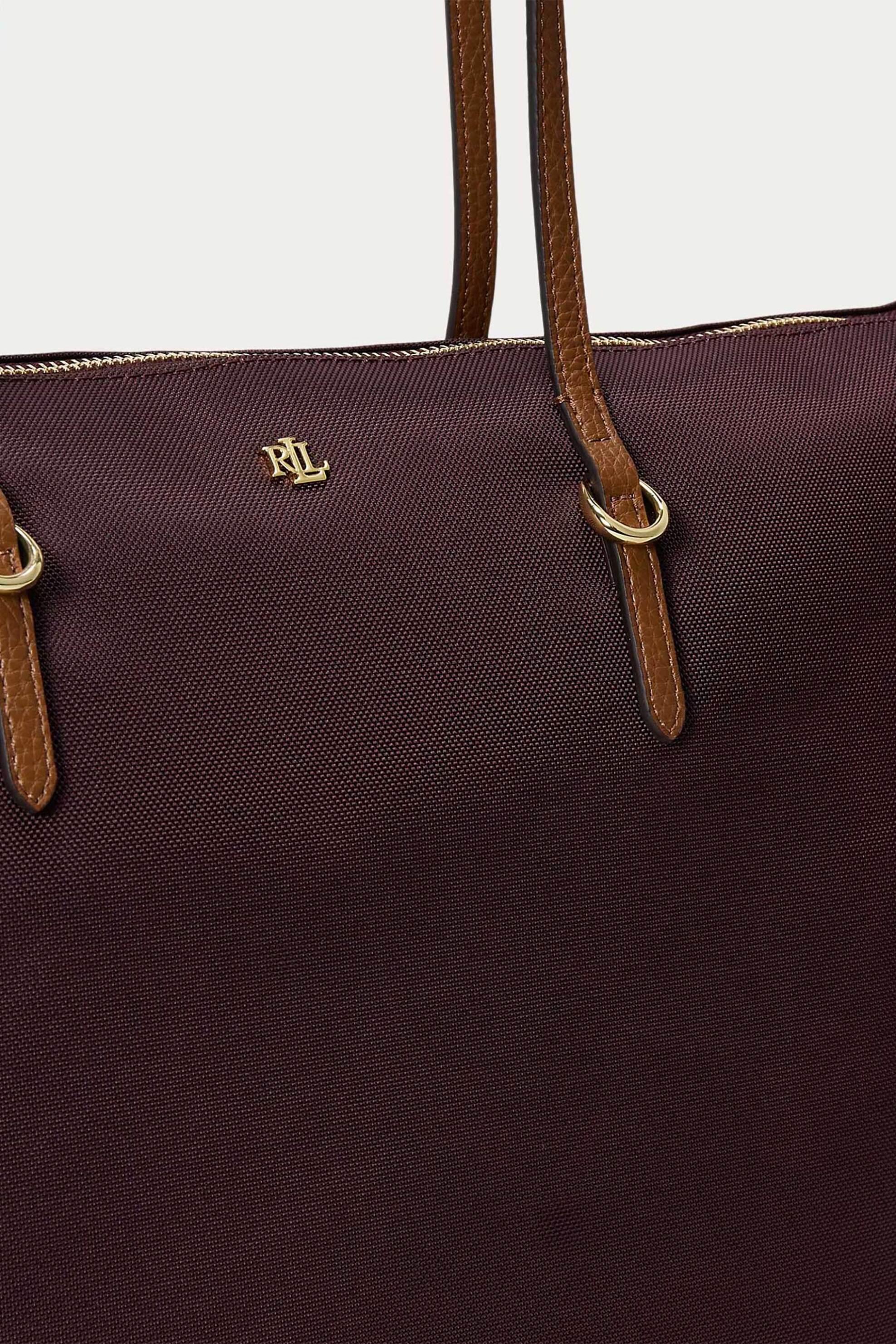 LAUREN RALPH LAUREN Lauren Ralph Lauren γυναικεία τσάντα tote με μεταλλικό monogram "Keaton Large" - 26264449-ONE Μπορντό Σκούρο - 3