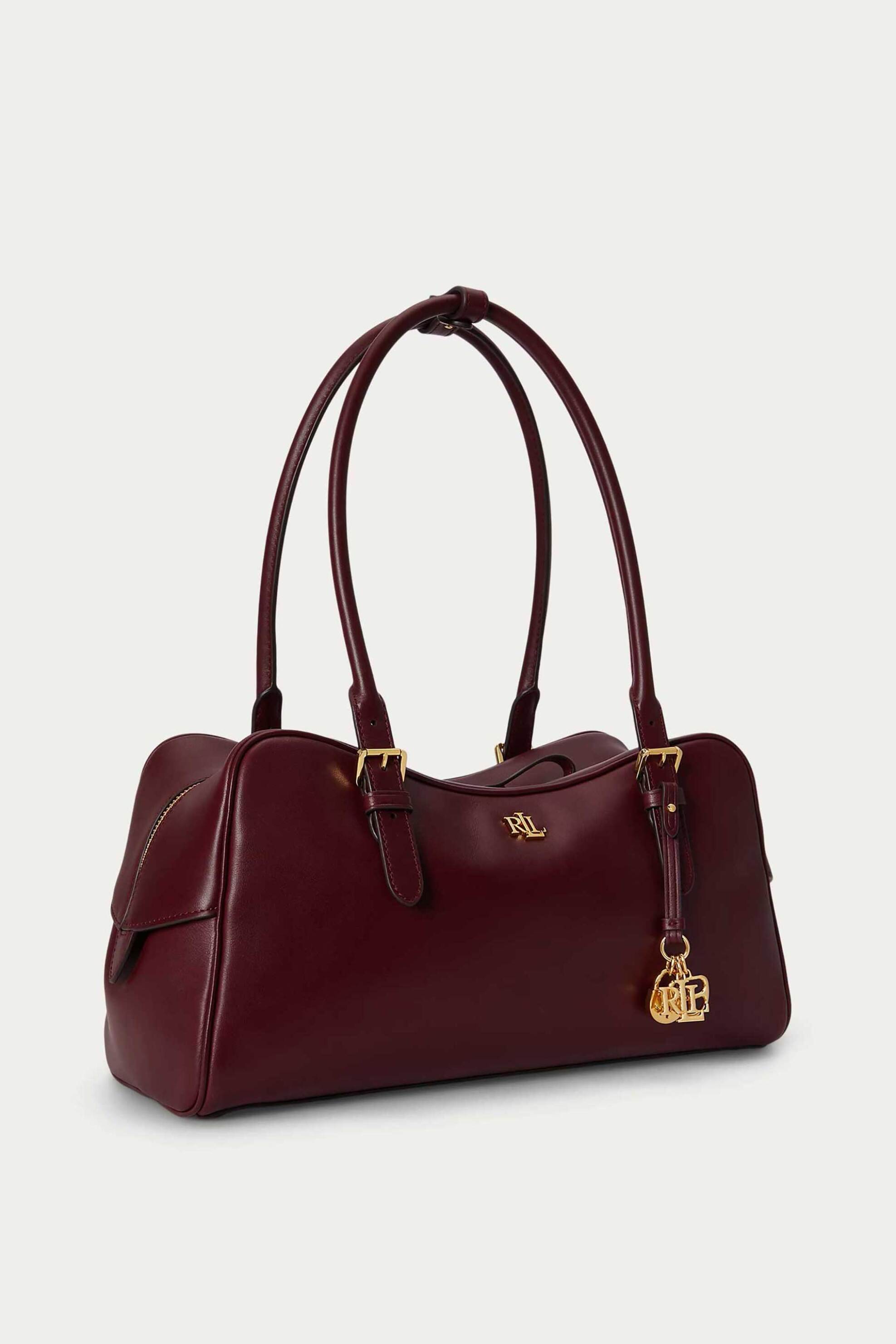 Lauren Ralph Lauren γυναικεία δερμάτινη τσάντα χειρός με μεταλλικό monogram 
