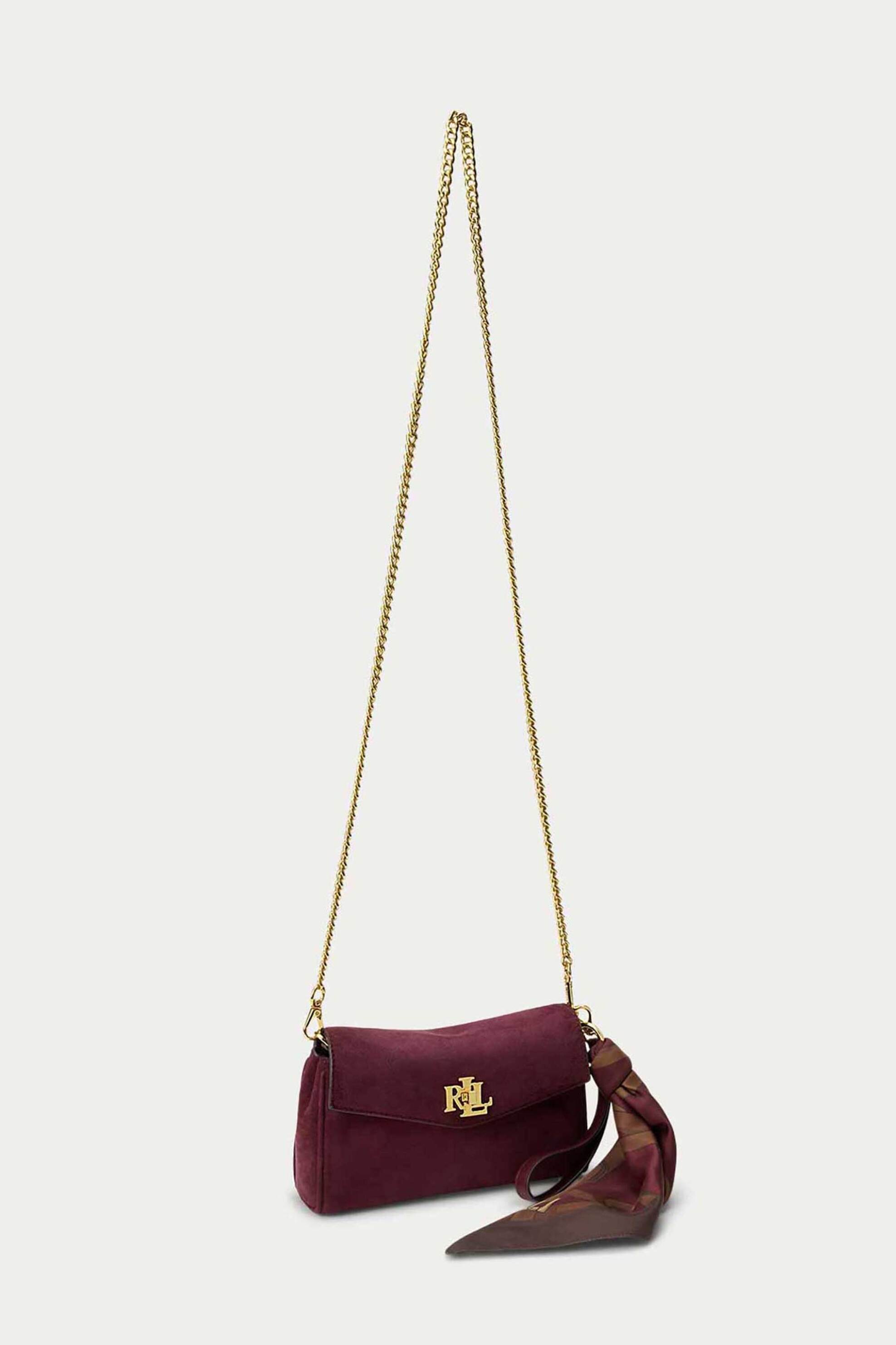 Lauren Ralph Lauren γυναικεία δερμάτινη τσάντα crossbody με μεταλλικό monogram (Large) - 26264791-ONE Μπορντό Σκούρο