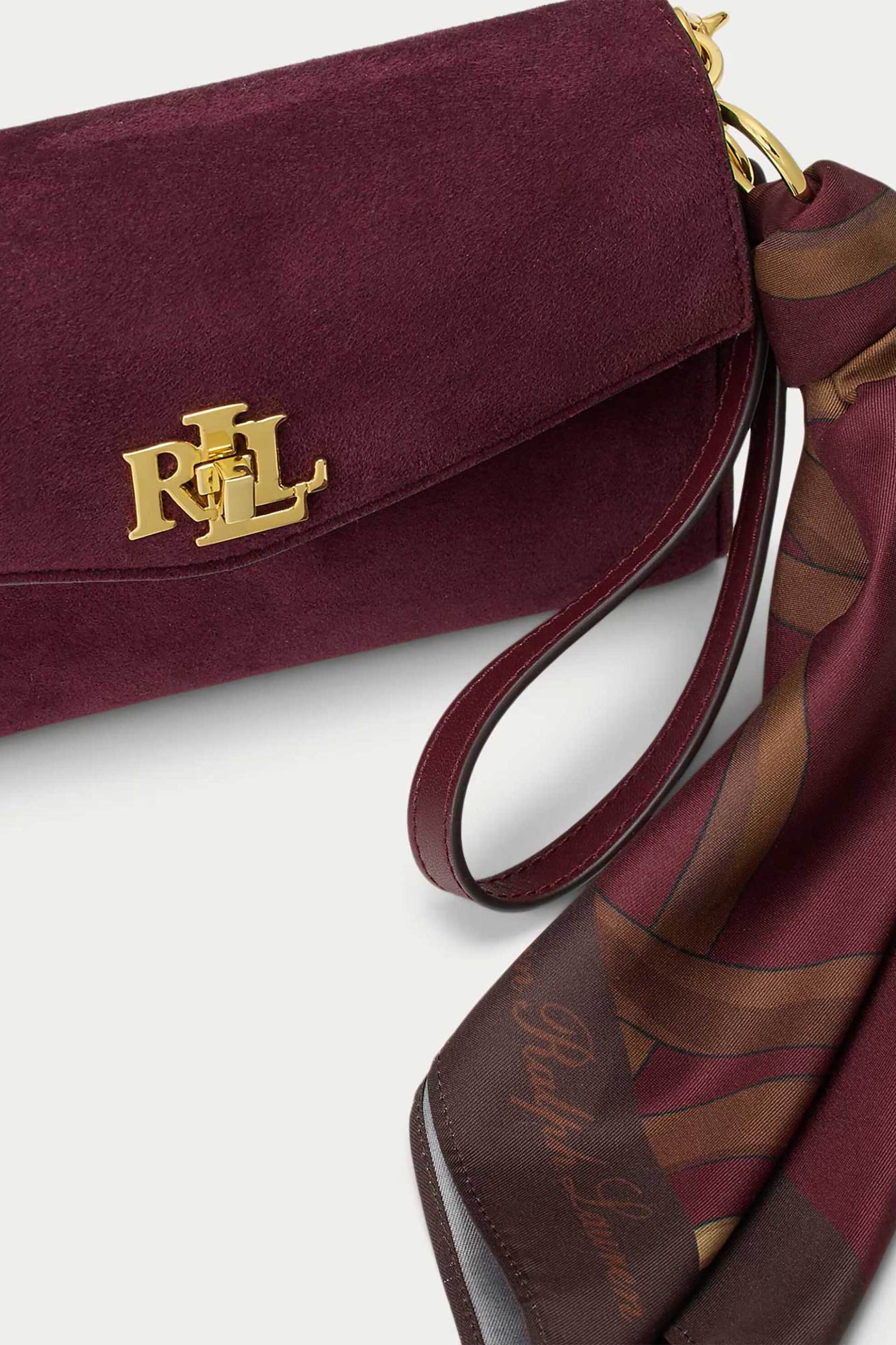 LAUREN RALPH LAUREN Lauren Ralph Lauren γυναικεία δερμάτινη τσάντα crossbody με μεταλλικό monogram (Large) - 26264791-ONE Μπορντό Σκούρο - 3