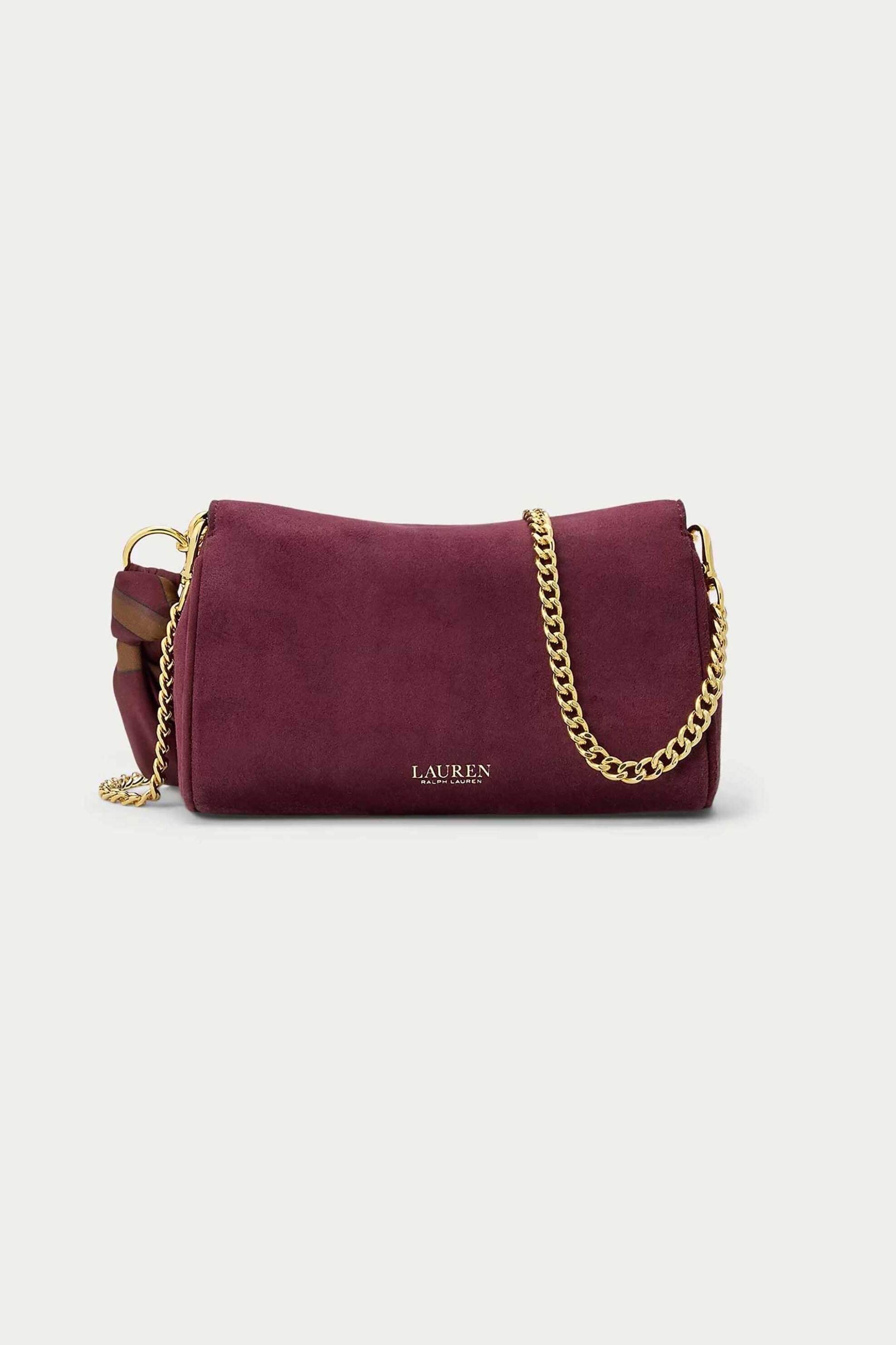 LAUREN RALPH LAUREN Lauren Ralph Lauren γυναικεία δερμάτινη τσάντα crossbody με μεταλλικό monogram (Large) - 26264791-ONE Μπορντό Σκούρο - 4