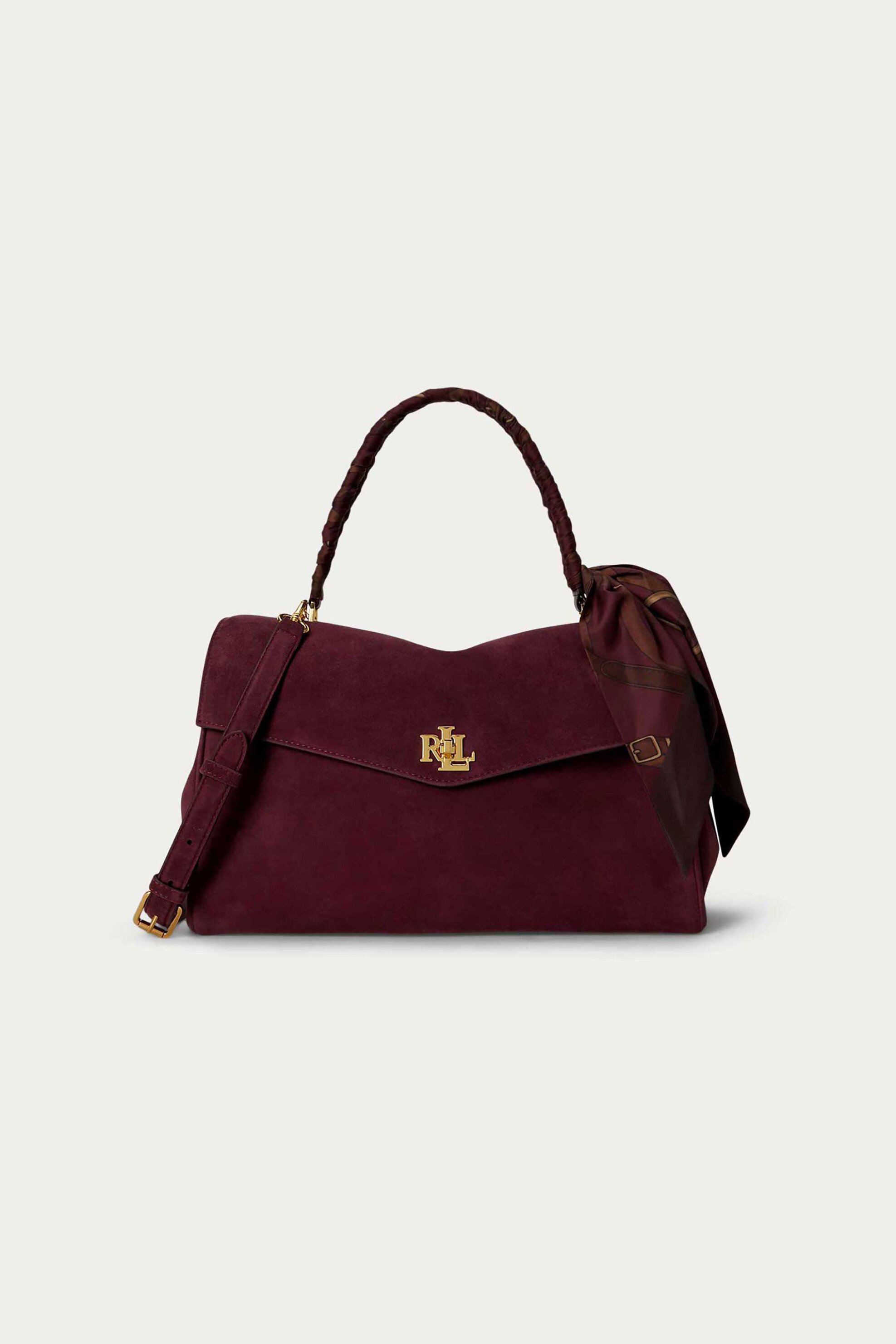 Lauren Ralph Lauren γυναικεία δερμάτινη τσάντα χειρός με μαντήλι και μεταλλικό monogram 
