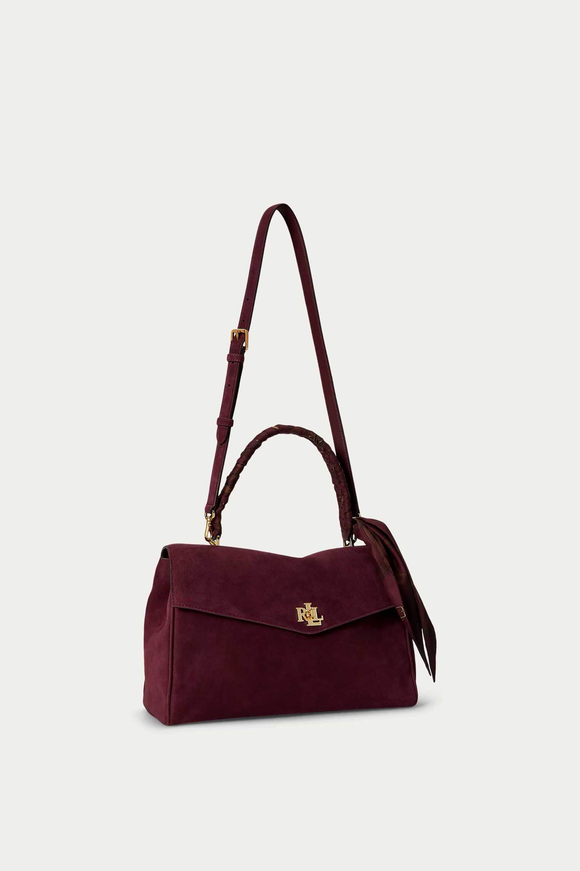 Lauren Ralph Lauren γυναικεία δερμάτινη τσάντα χειρός με μαντήλι και μεταλλικό monogram 