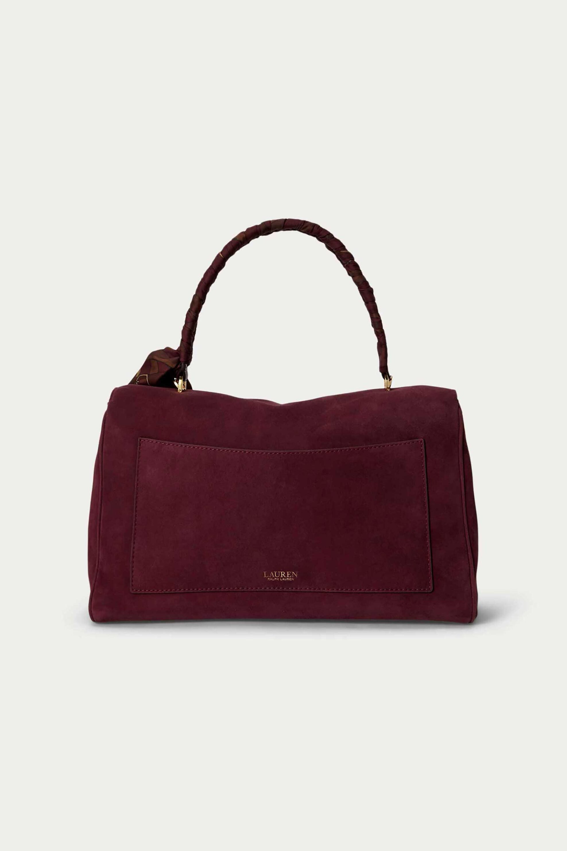 LAUREN RALPH LAUREN Lauren Ralph Lauren γυναικεία δερμάτινη τσάντα χειρός με μαντήλι και μεταλλικό monogram "Farrah Medium" - 26264338-ONE Μπορντό Σκούρο - 4