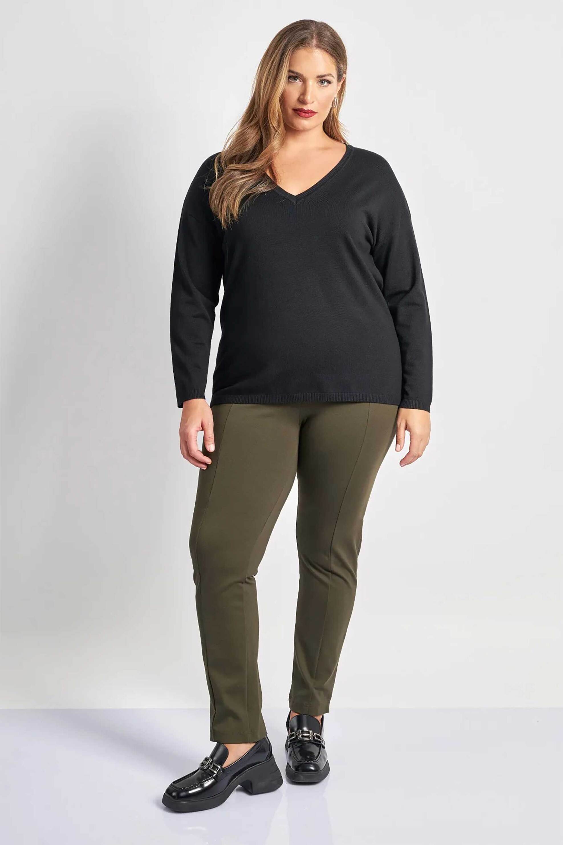 Parabita γυναικείο παντελόνι cigarette ελαστικό με ραφή - 012520289488 Χακί