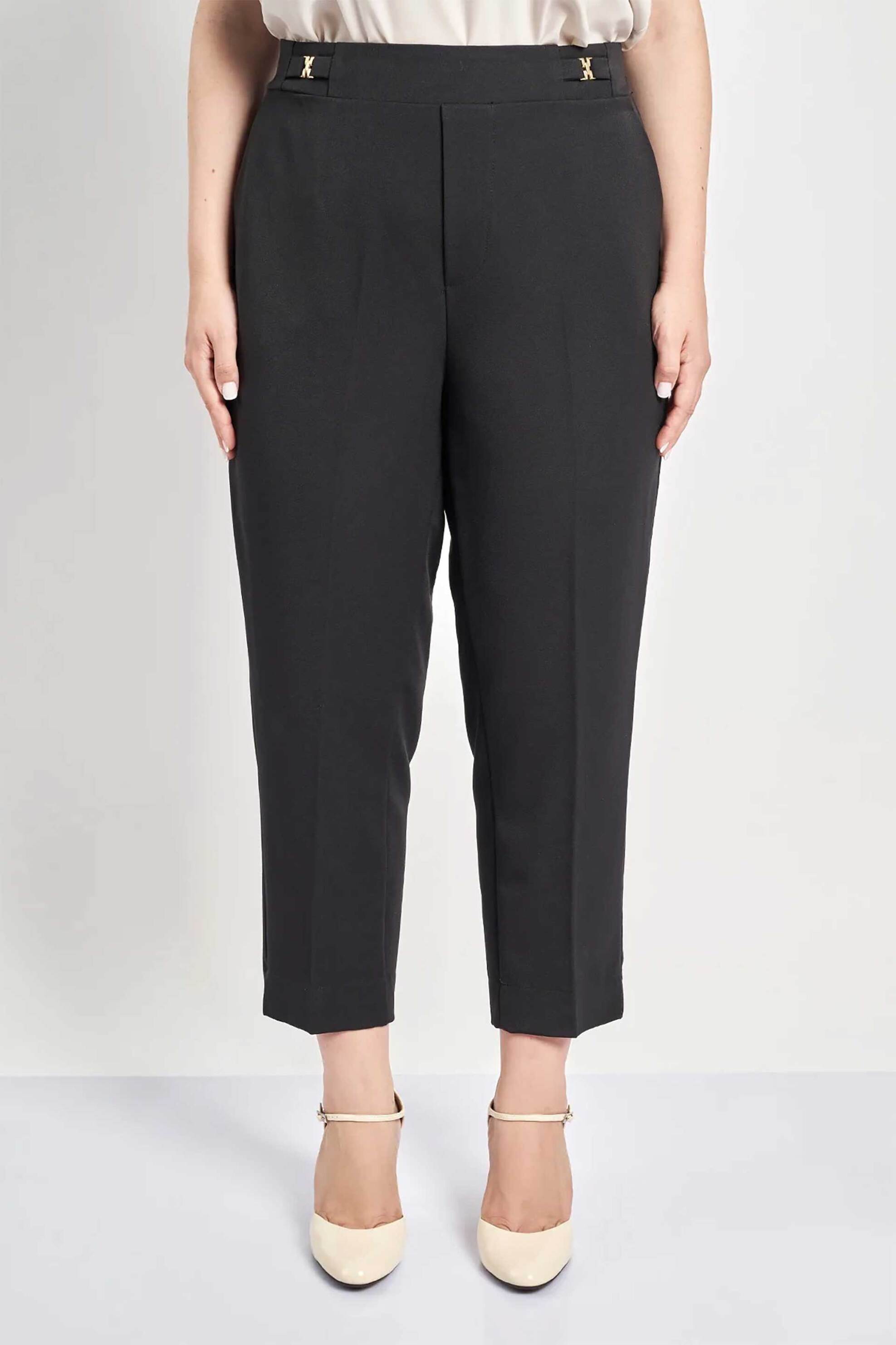 Parabita γυναικείο παντελόνι υφασμάτινο με μεταλλικές λεπτομέρειες - 012520209668 Μαύρο φωτογραφία