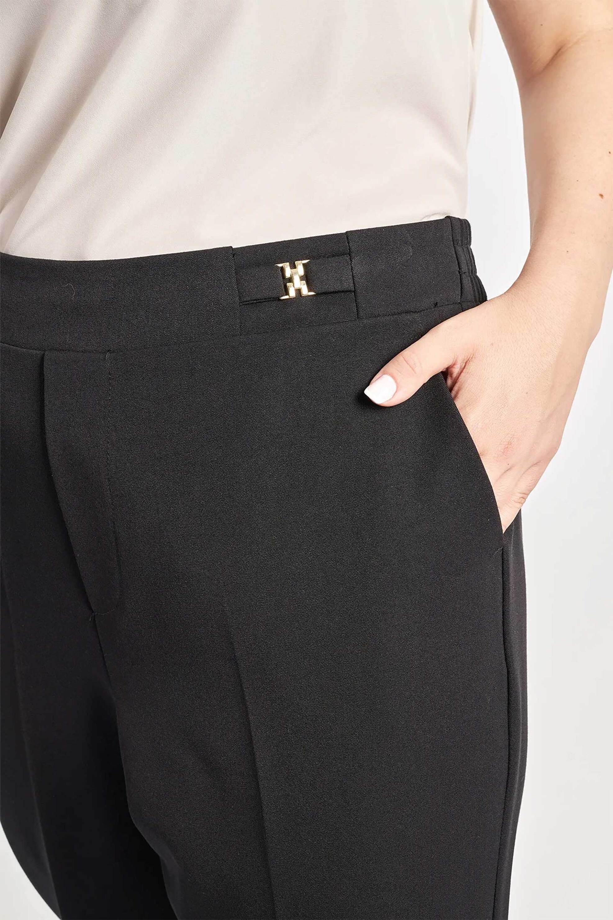 Parabita γυναικείο παντελόνι υφασμάτινο με μεταλλικές λεπτομέρειες - 012520209668 Μαύρο φωτογραφία