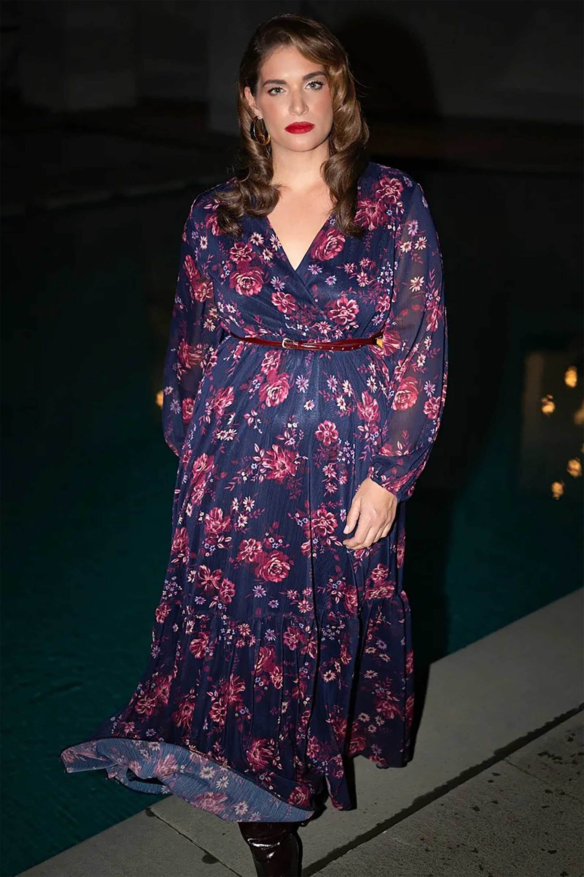 Parabita γυναικείο maxi φόρεμα με floral print - 012520600131 Μπλε