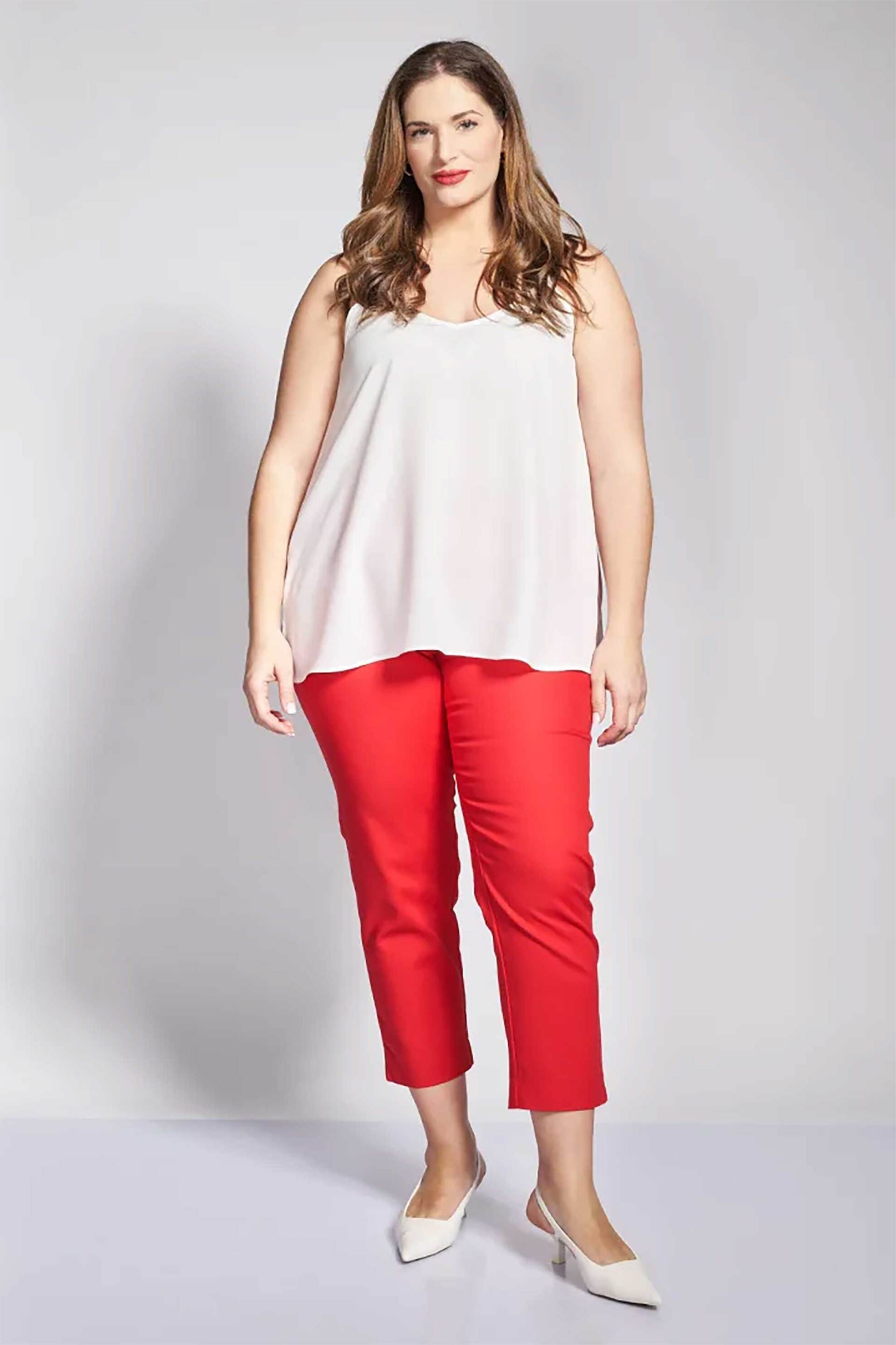 PARABITA Parabita γυναικείο παντελόνι chino Straight Fit - 012610209706 Κόκκινο