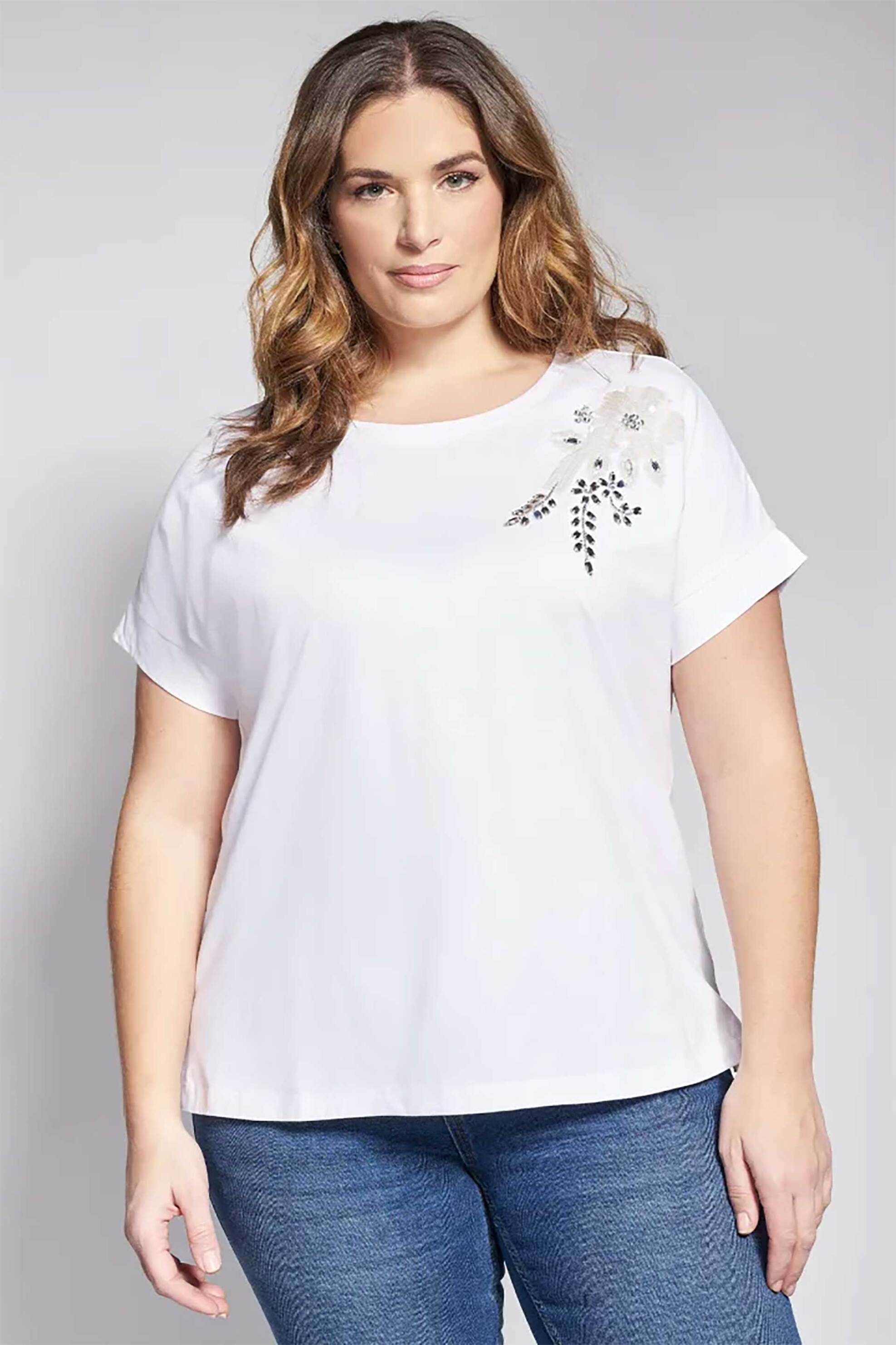 PARABITA Parabita γυναικείο T-shirt με στρας - 012610109779 Λευκό