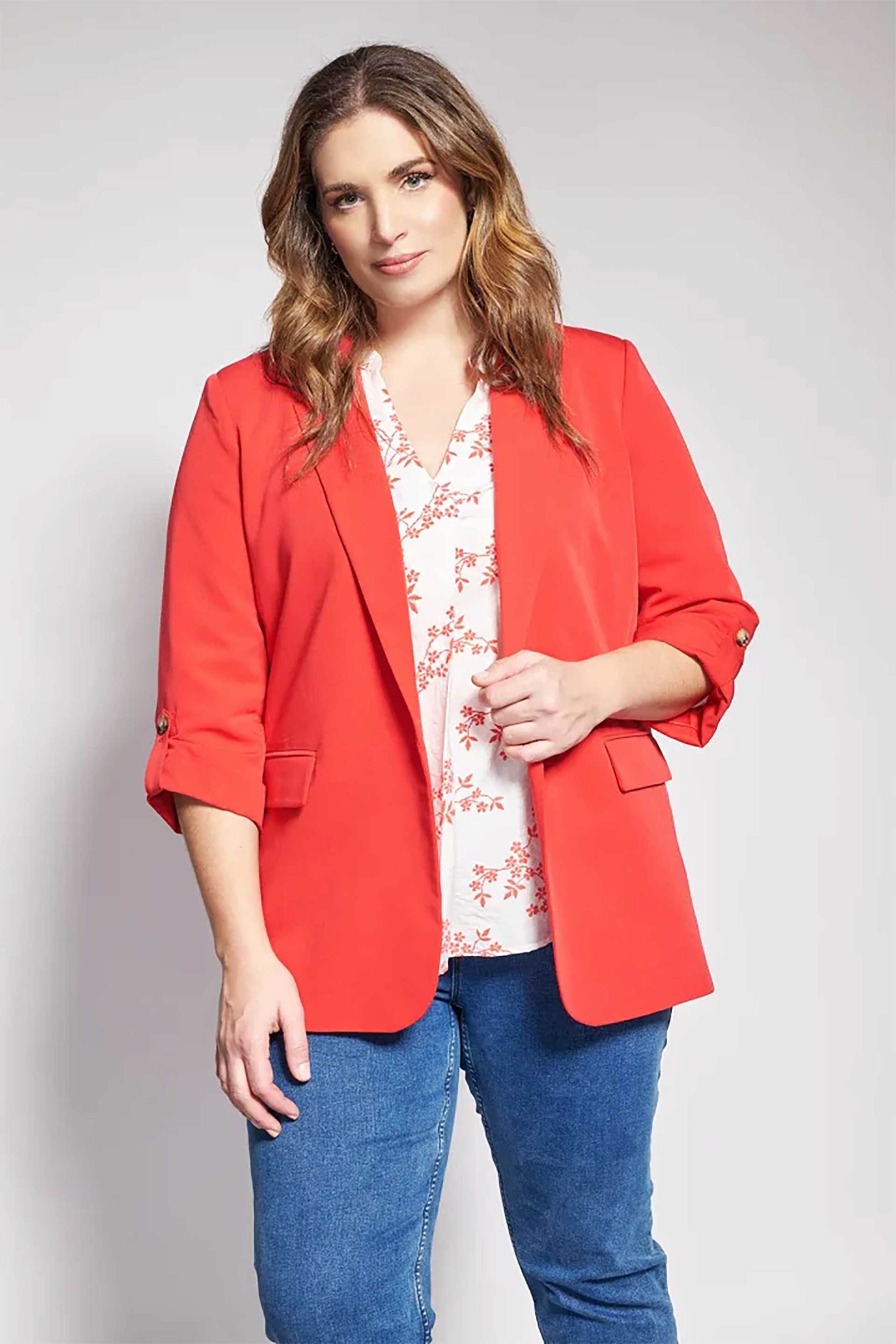 Parabita γυναικείο σακάκι tailored χωρίς κούμπωμα - 012610700043 Κόκκινο