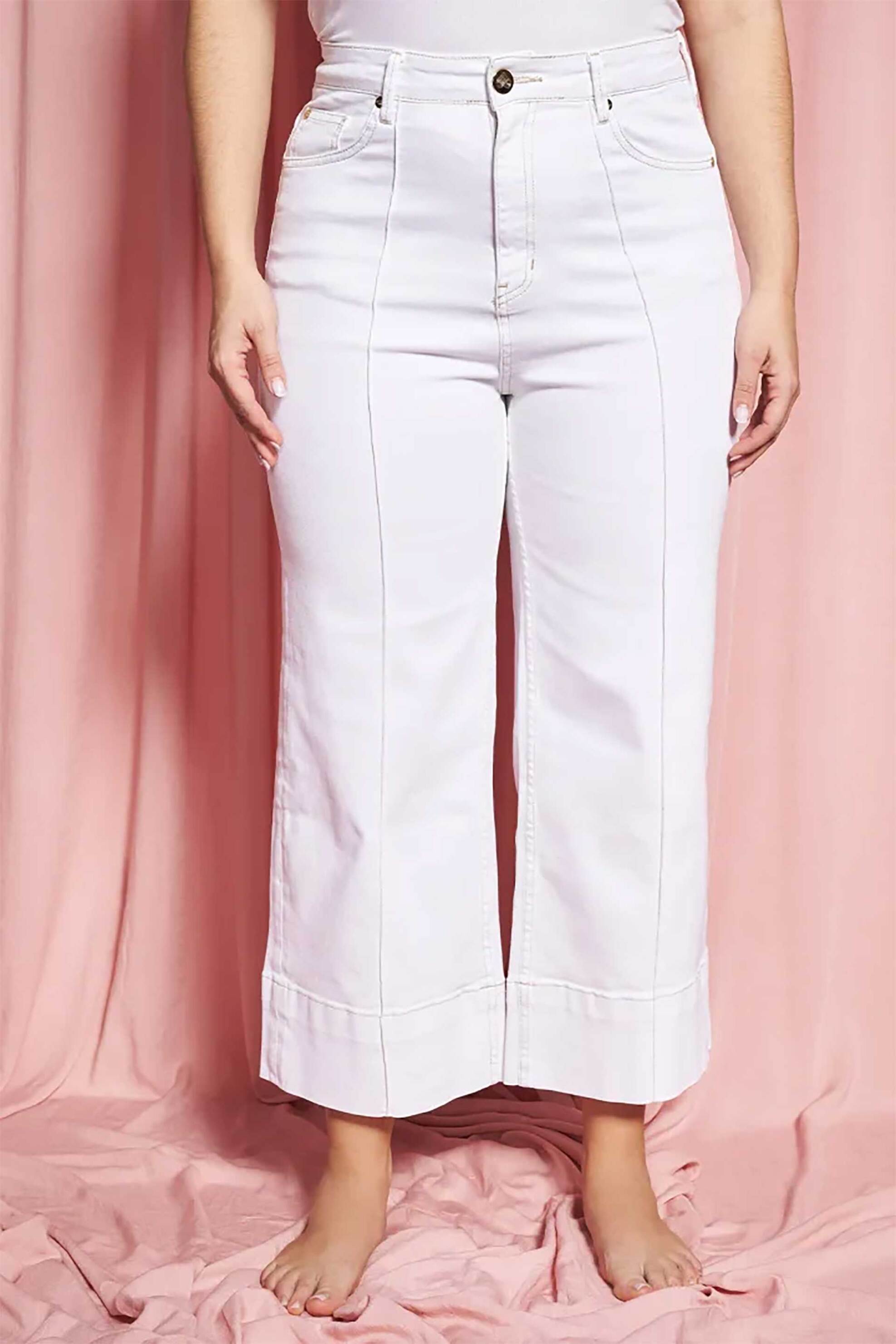 PARABITA Parabita γυναικείο τζιν παντελόνι Wide Leg - 012610200054 Λευκό - 2