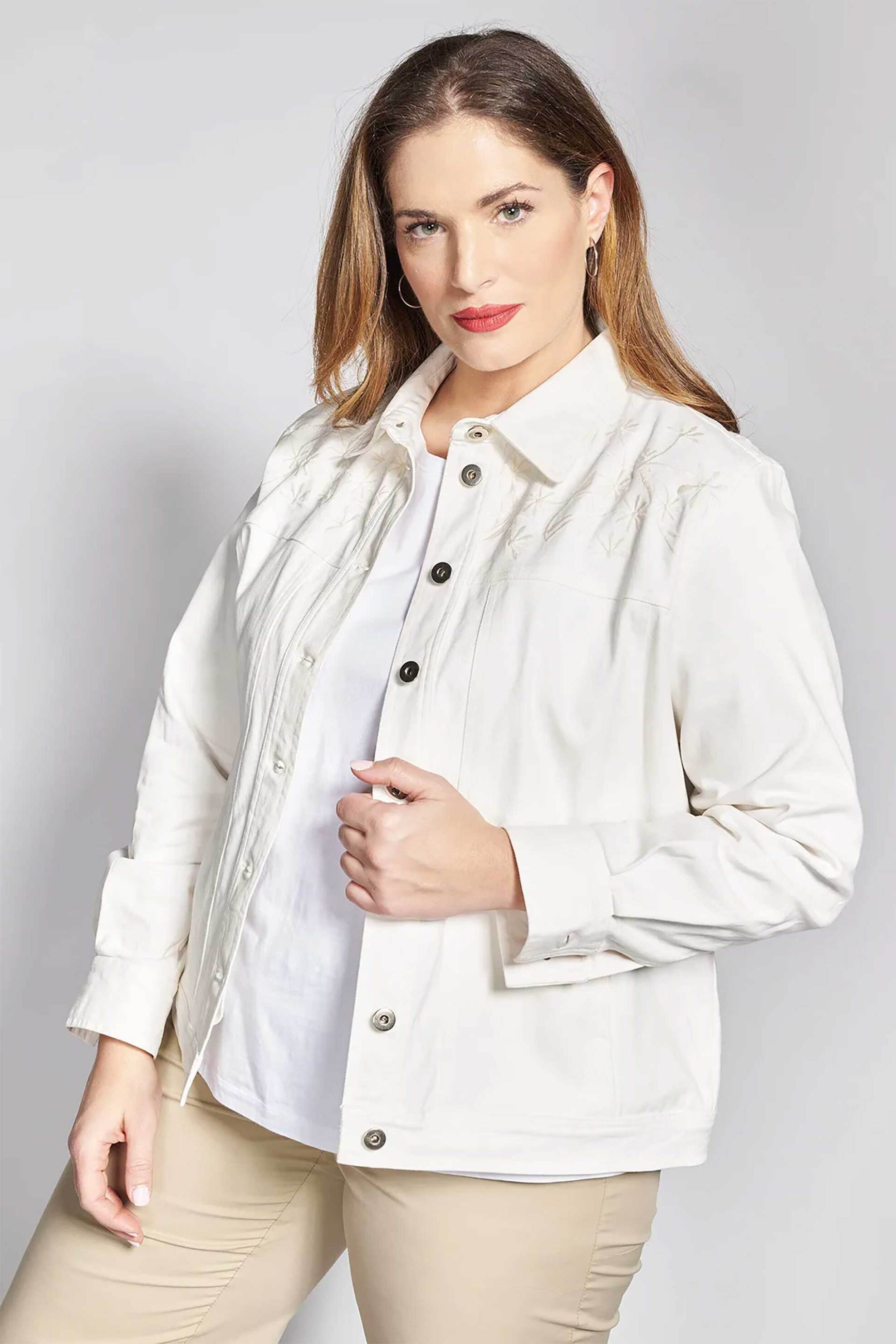 Parabita γυναικείο denim jacket με κέντημα - 012610709857 Εκρού