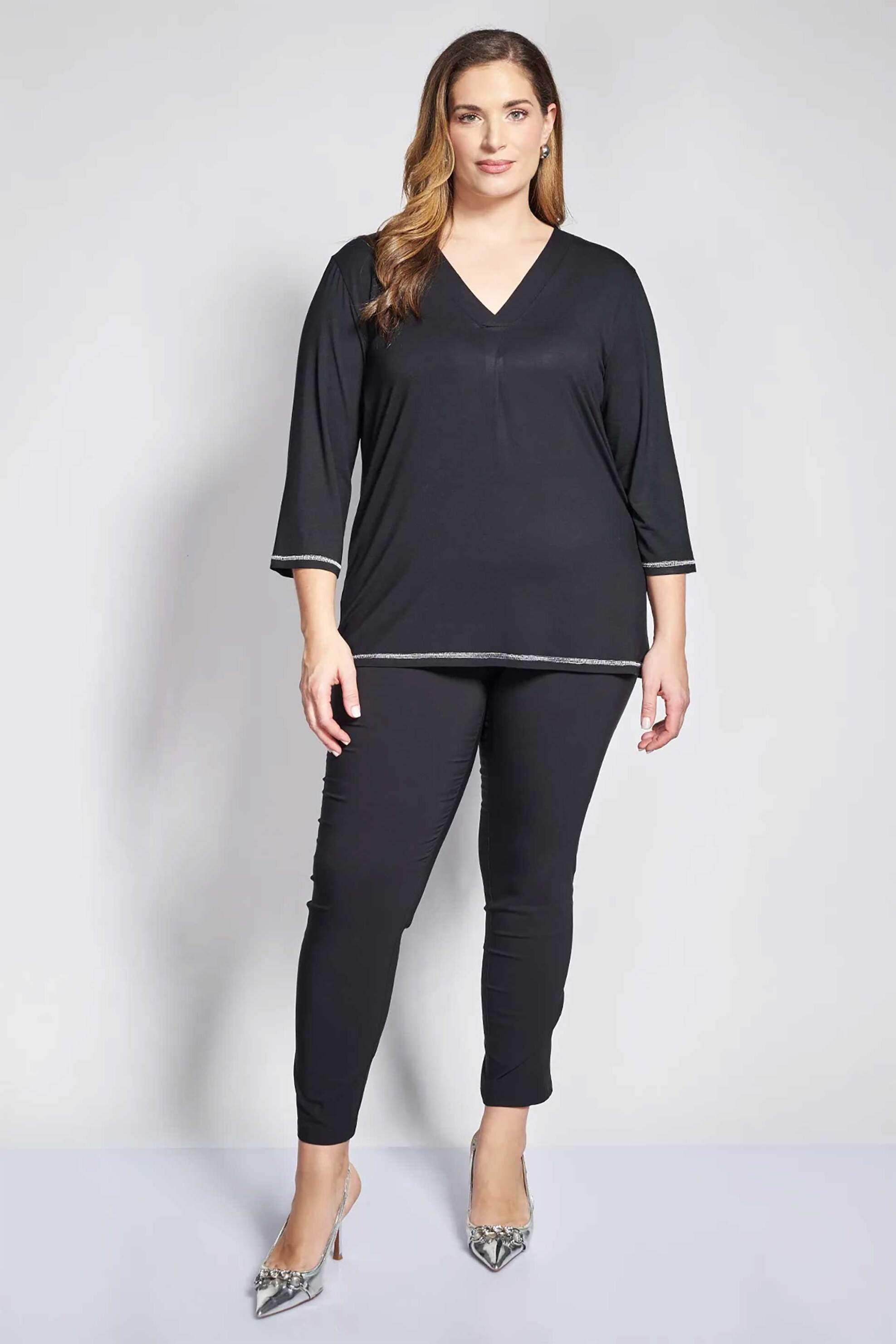 PARABITA Parabita γυναικεία μπλούζα lurex με contrast τελειώματα - 012610100207 Μαύρο - 2
