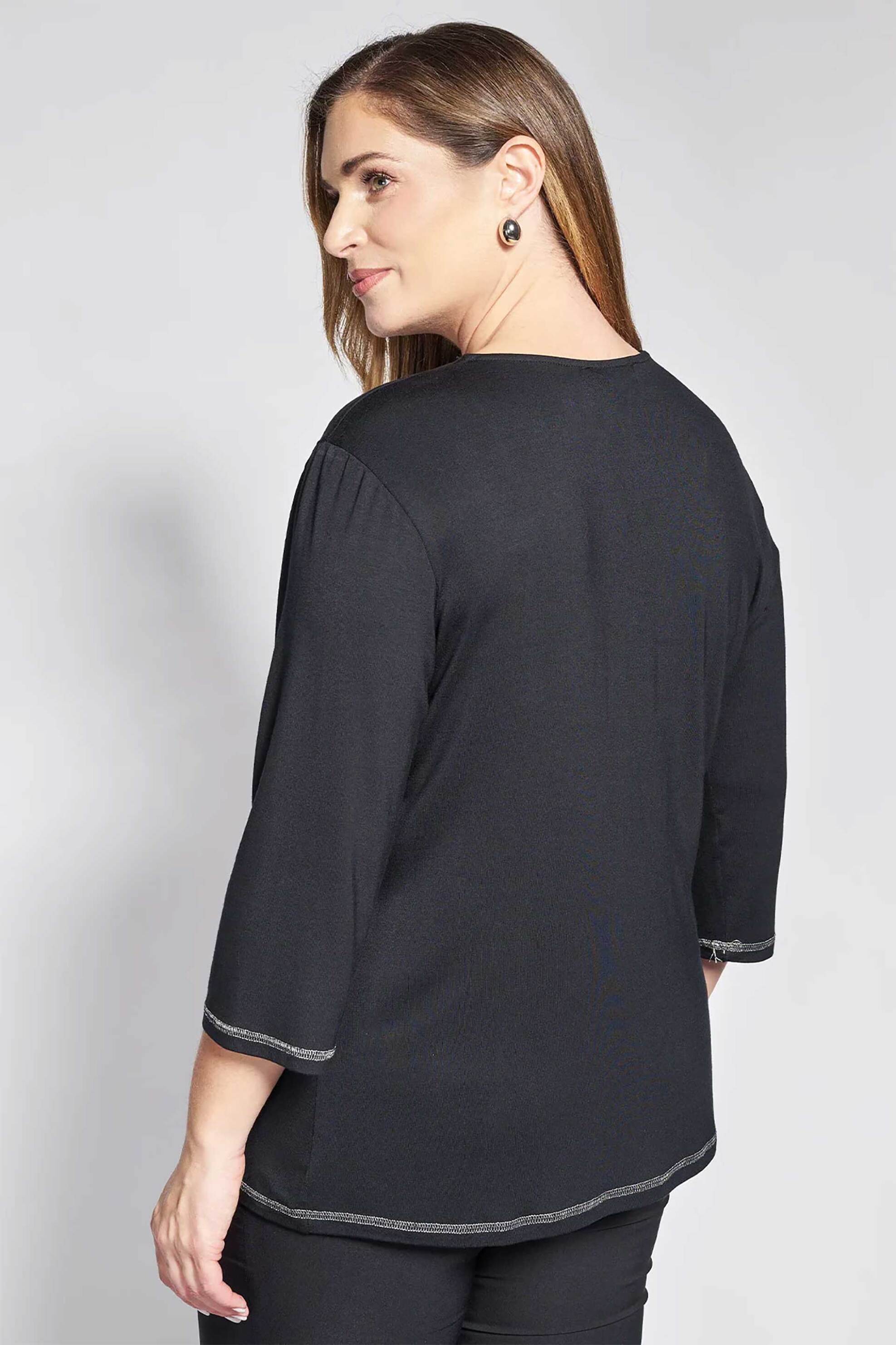 PARABITA Parabita γυναικεία μπλούζα lurex με contrast τελειώματα - 012610100207 Μαύρο - 3