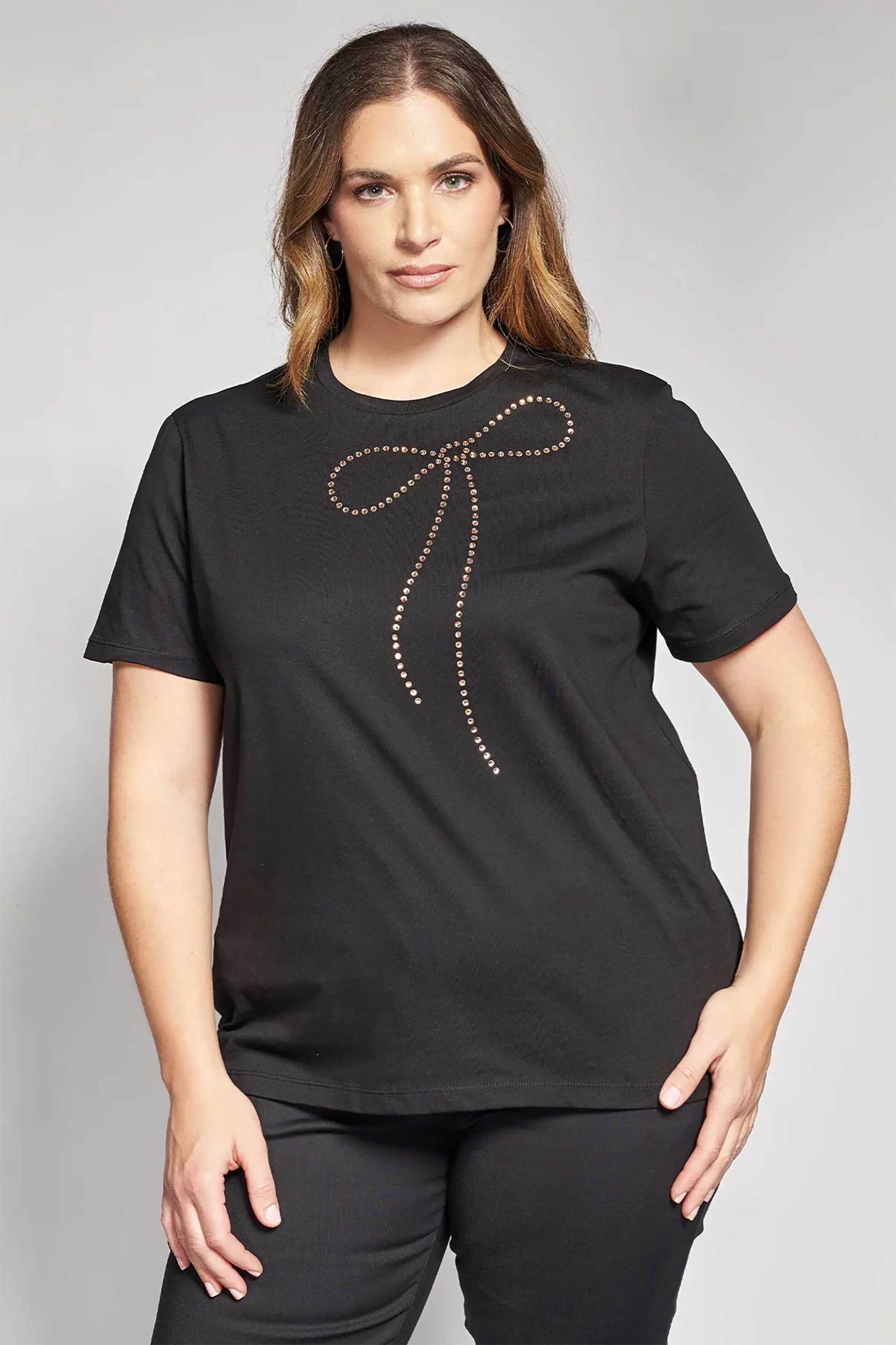 PARABITA Parabita γυναικείο T-shirt με στρας - 012610100415 Μαύρο