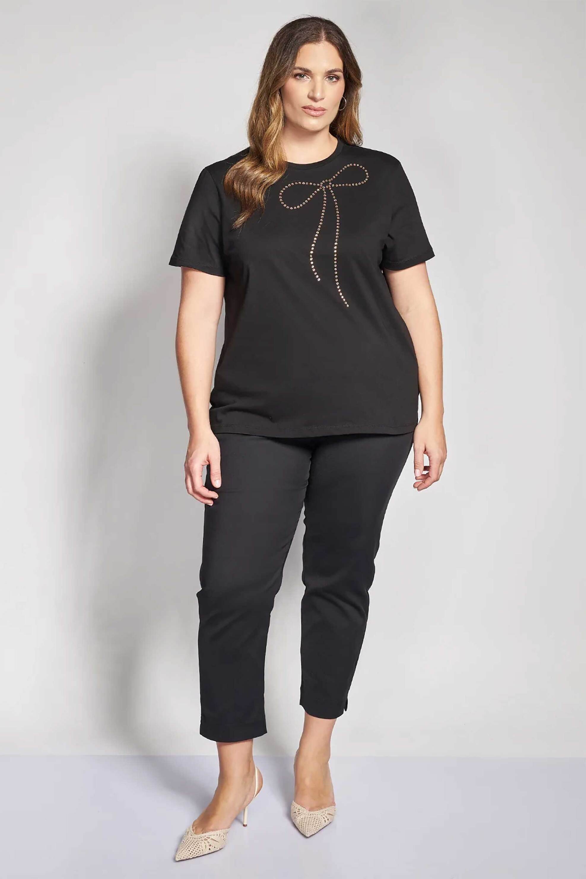 PARABITA Parabita γυναικείο T-shirt με στρας - 012610100415 Μαύρο - 2