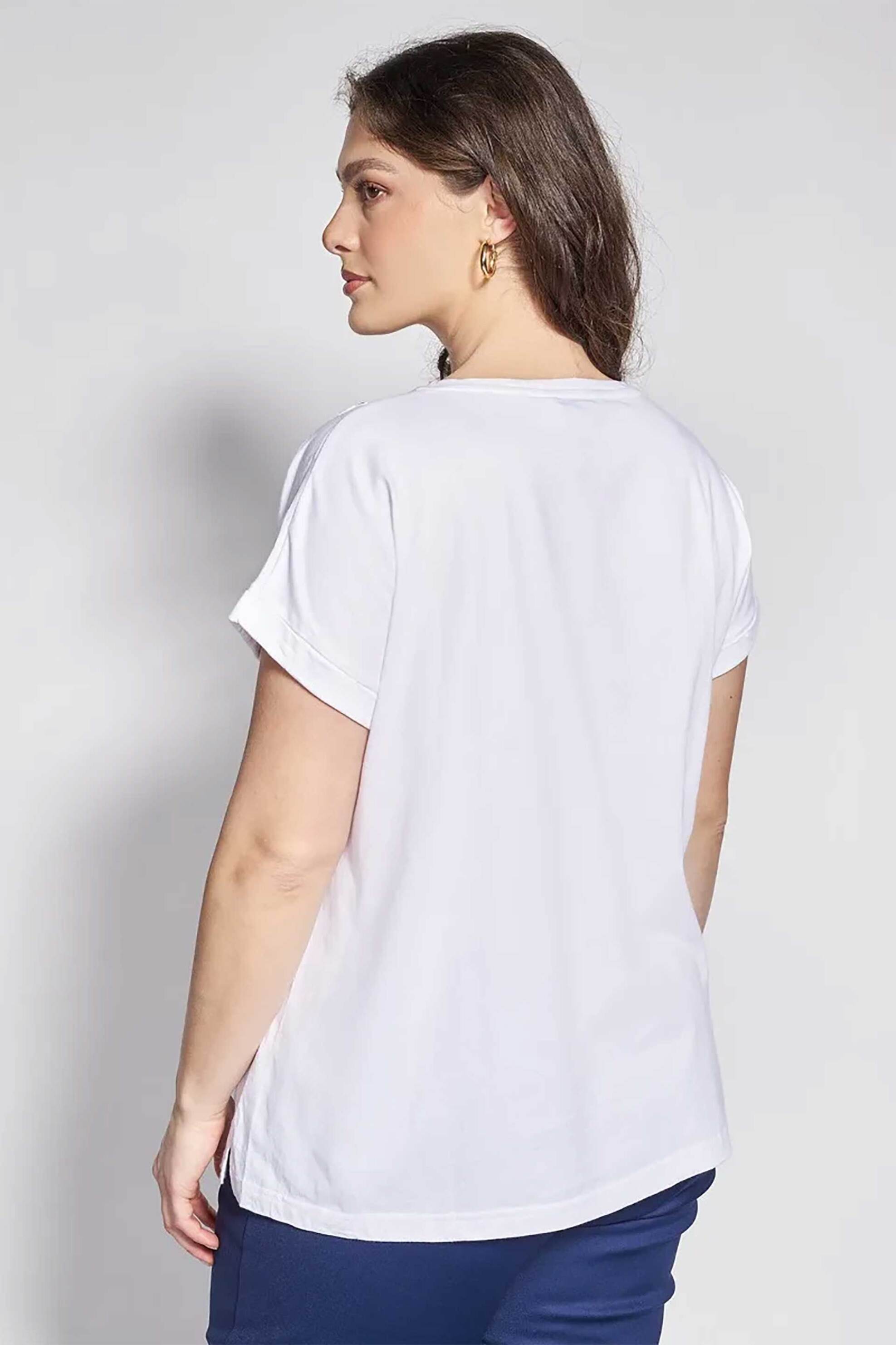 PARABITA Parabita γυναικείο T-shirt με κεντήματα - 012610109798 Λευκό - 3
