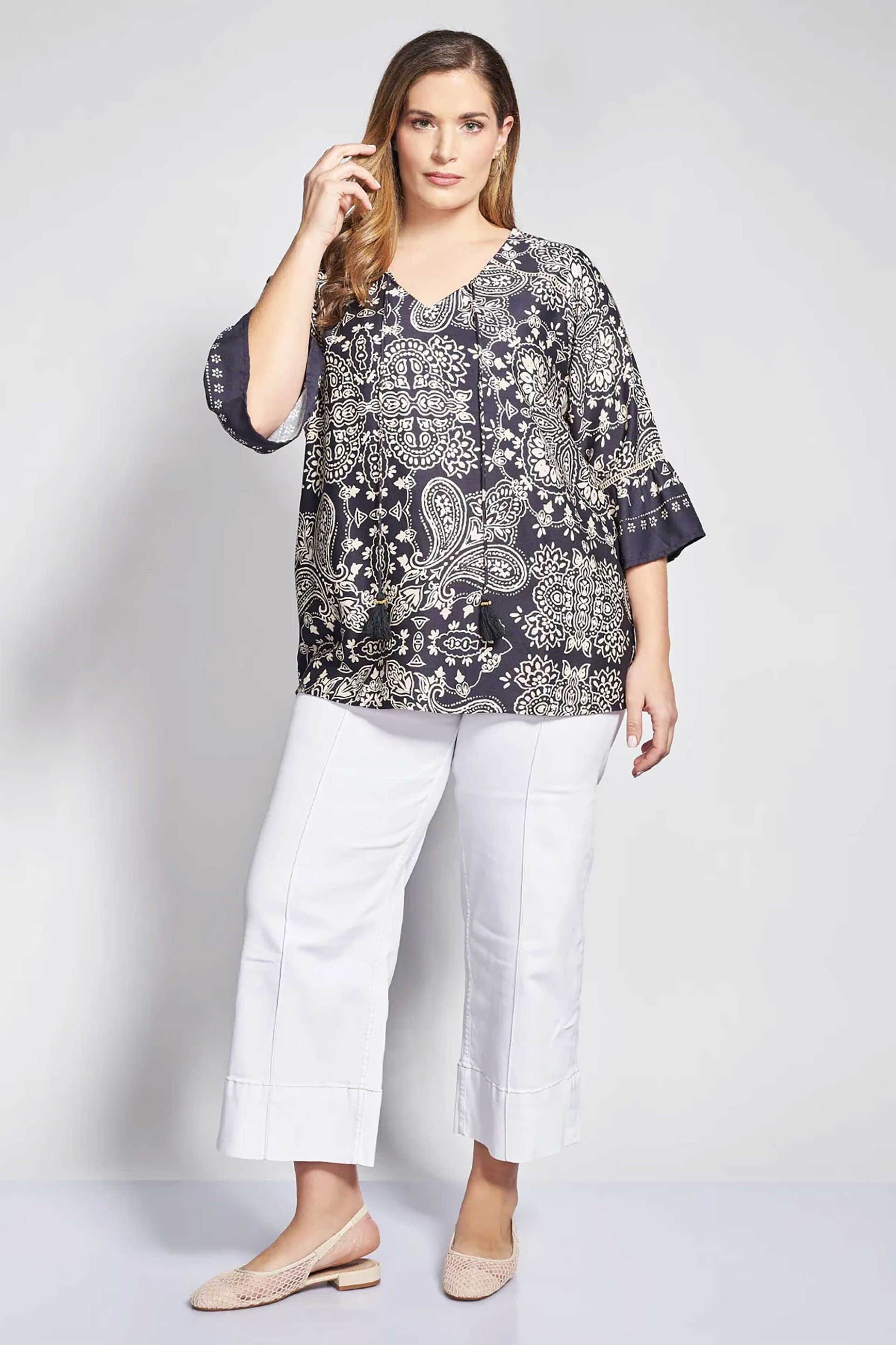 Parabita γυναικεία μπλούζα με paisley print - 012610100182 Μαύρο
