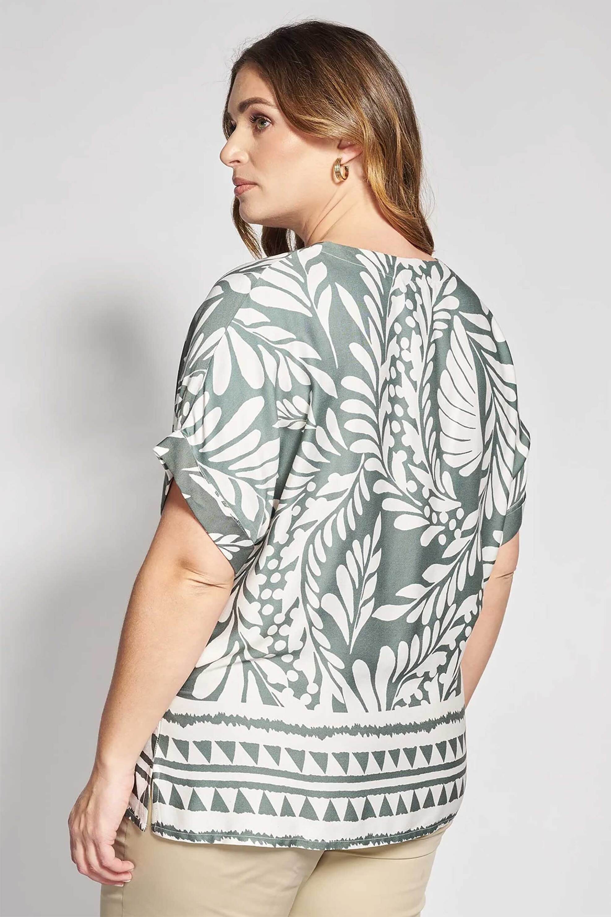 PARABITA Parabita γυναικεία μπλούζα με floral print - 012610100193 Χακί - 3