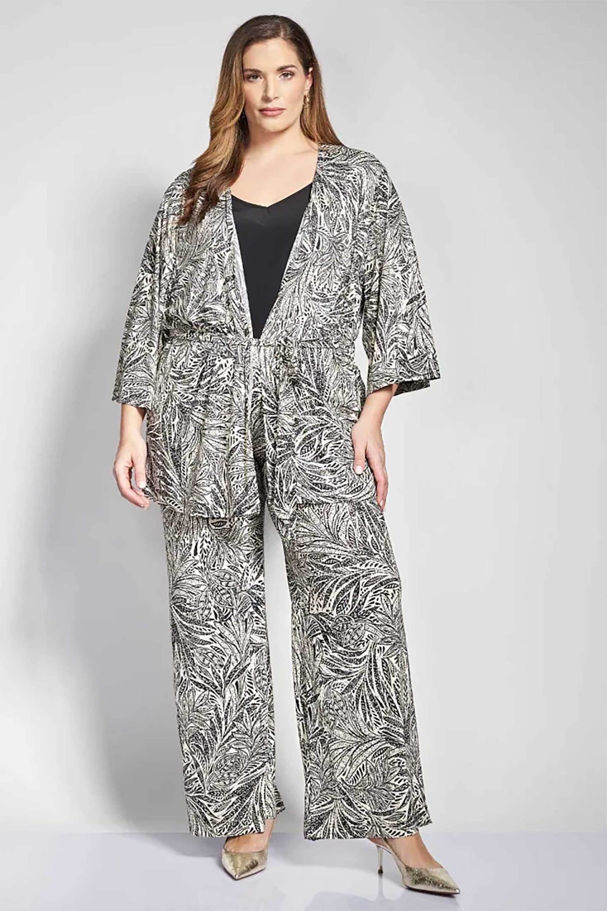 PARABITA Parabita γυναικεία παντελόνα με floral print - 012610200413 Εκρού