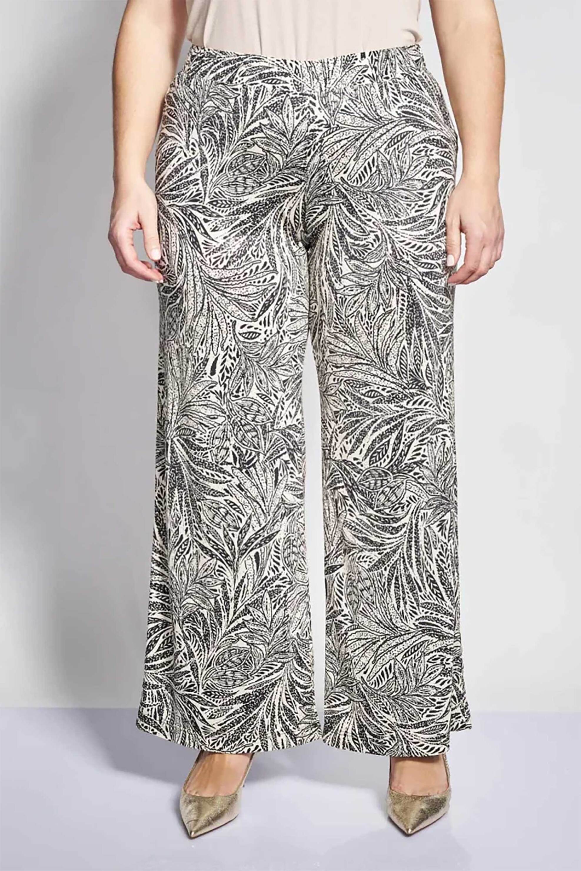 Parabita γυναικεία παντελόνα με floral print - 012610200413 Εκρού