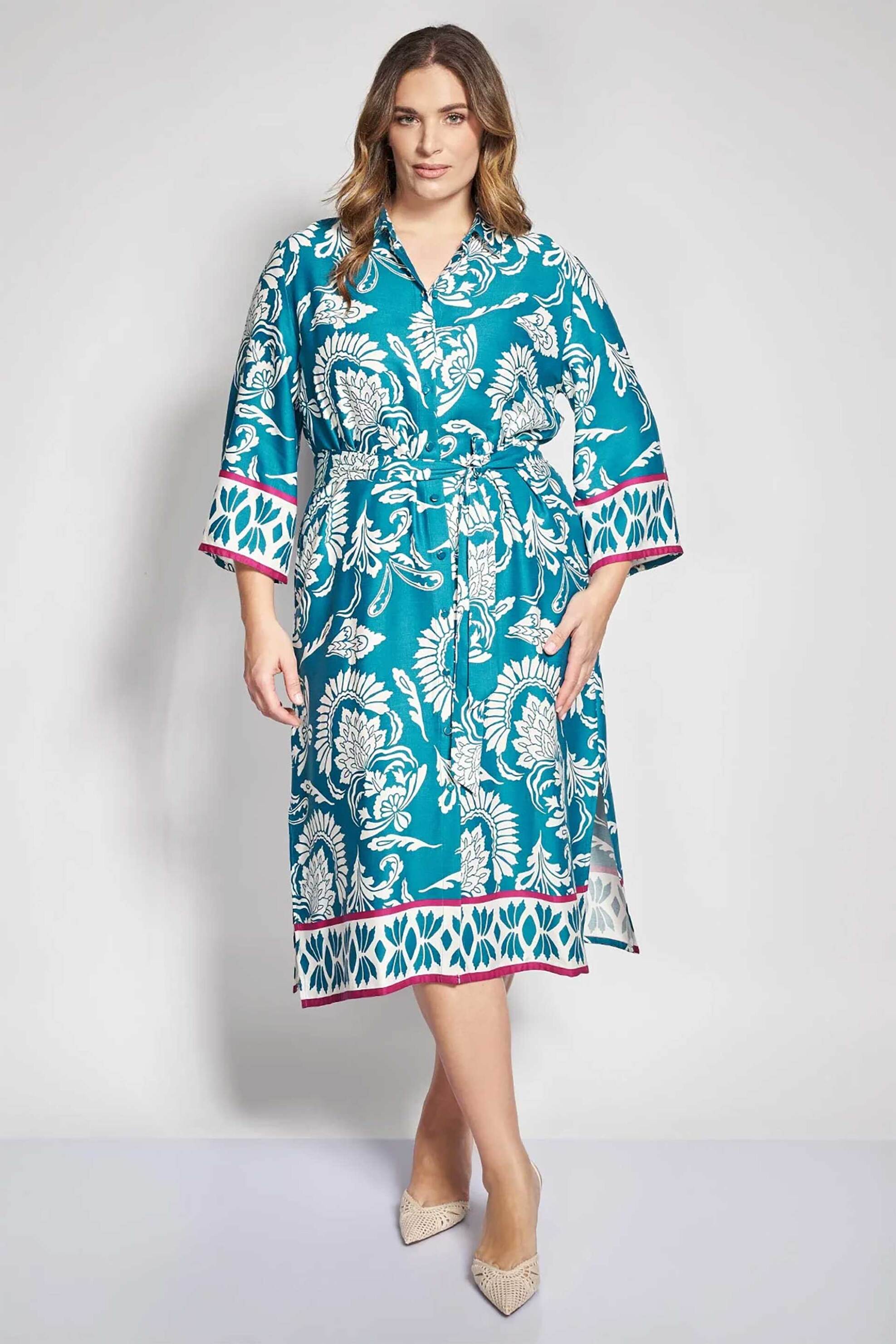 PARABITA Parabita γυναικείο midi φόρεμα σεμιζιέ με floral print - 012610600203 Πράσινο