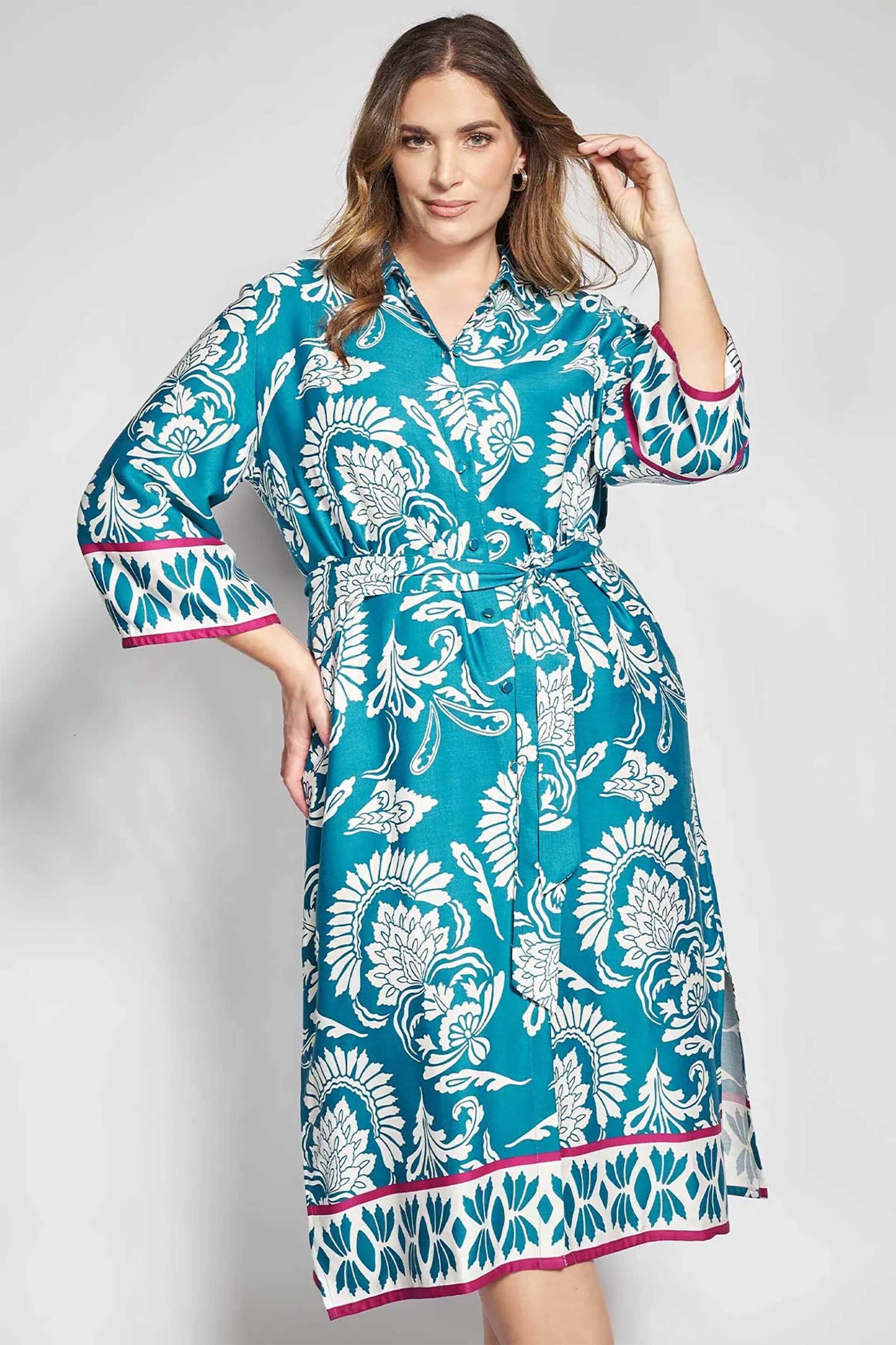 Parabita γυναικείο midi φόρεμα σεμιζιέ με floral print - 012610600203 Πράσινο