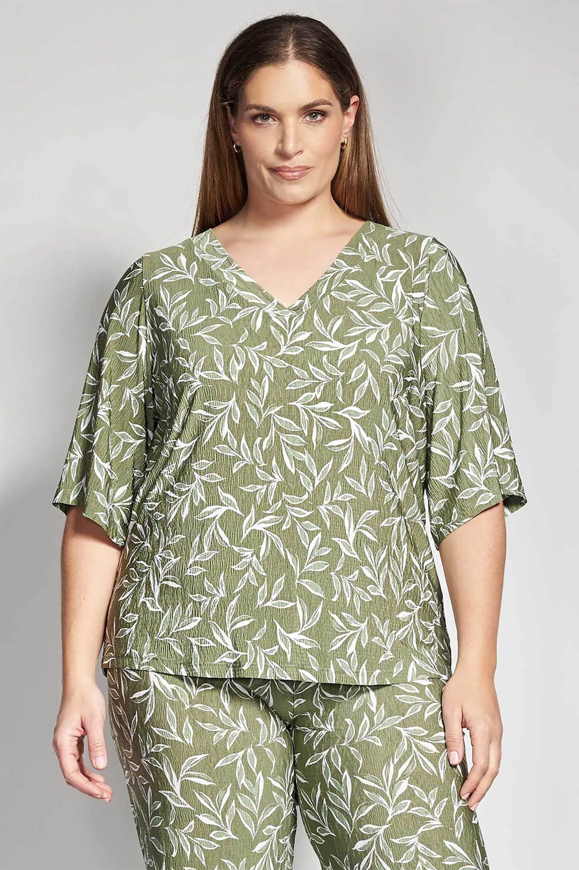 PARABITA Parabita γυναικεία μπλούζα με floral print - 012610100105 Χακί