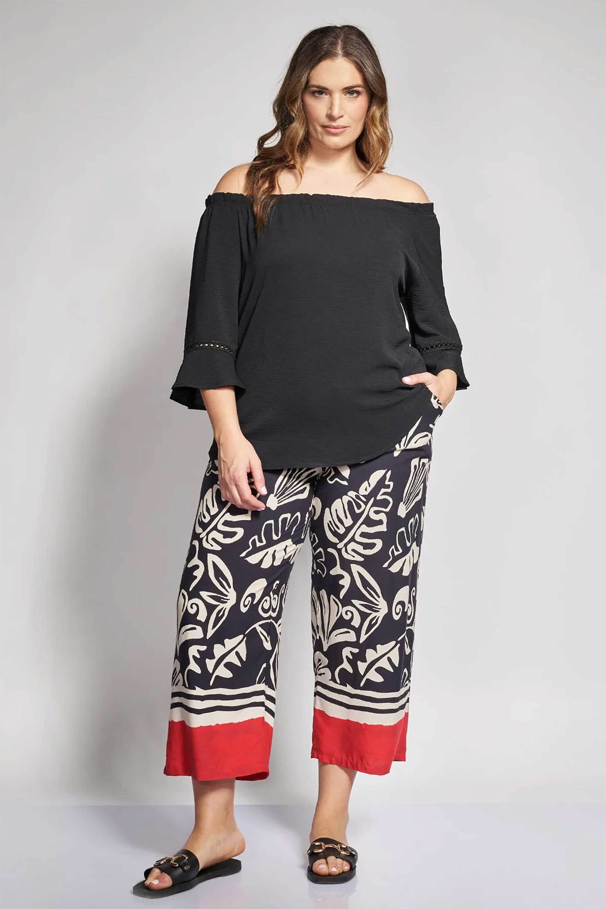 Guess γυναικεία μπλούζα off-shoulder με λεπτομέρειες δαντέλας - 012610100271 Μαύρο
