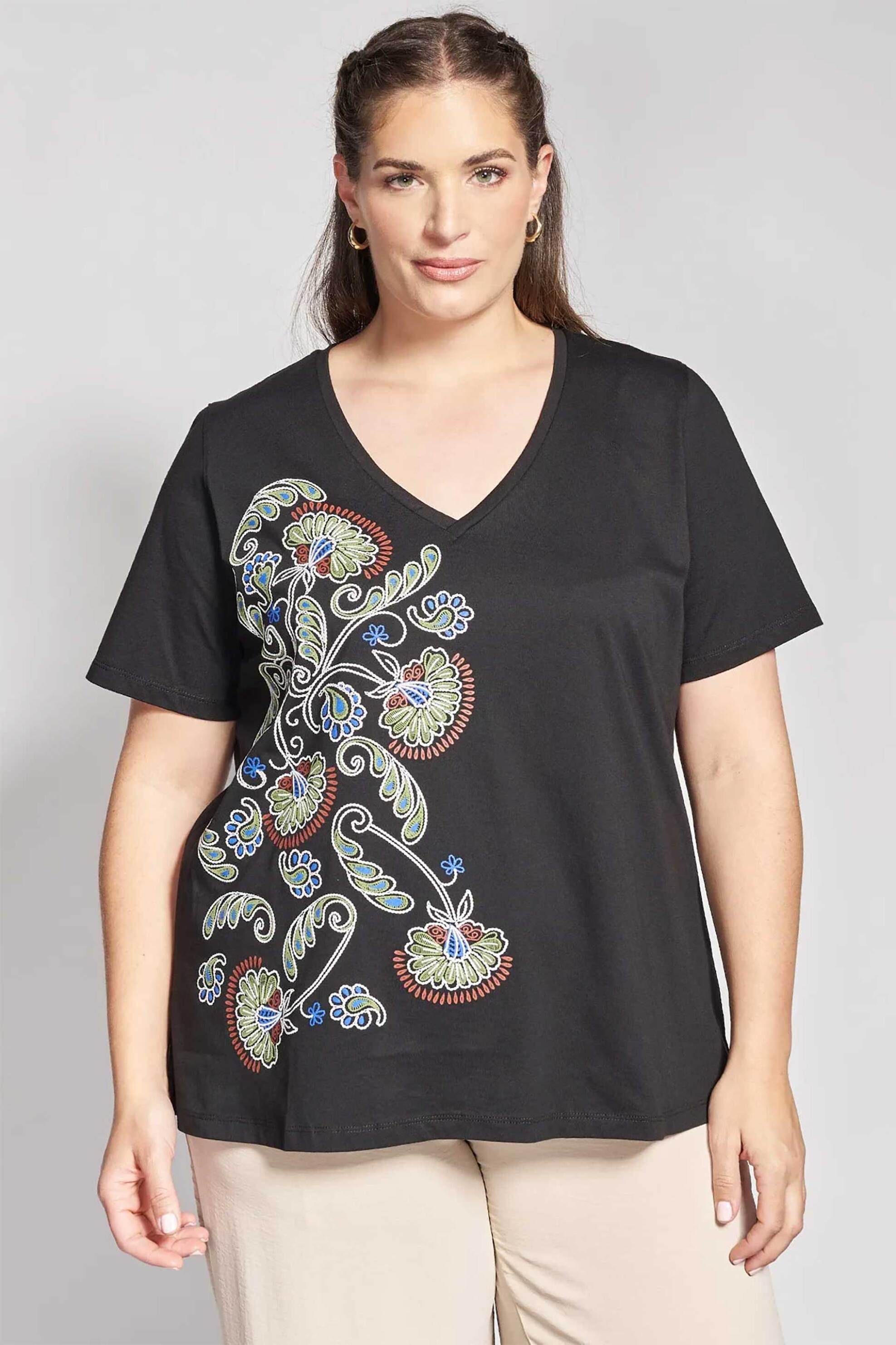Parabita γυναικεία μπλούζα με Boho print - 012610100310 Μαύρο