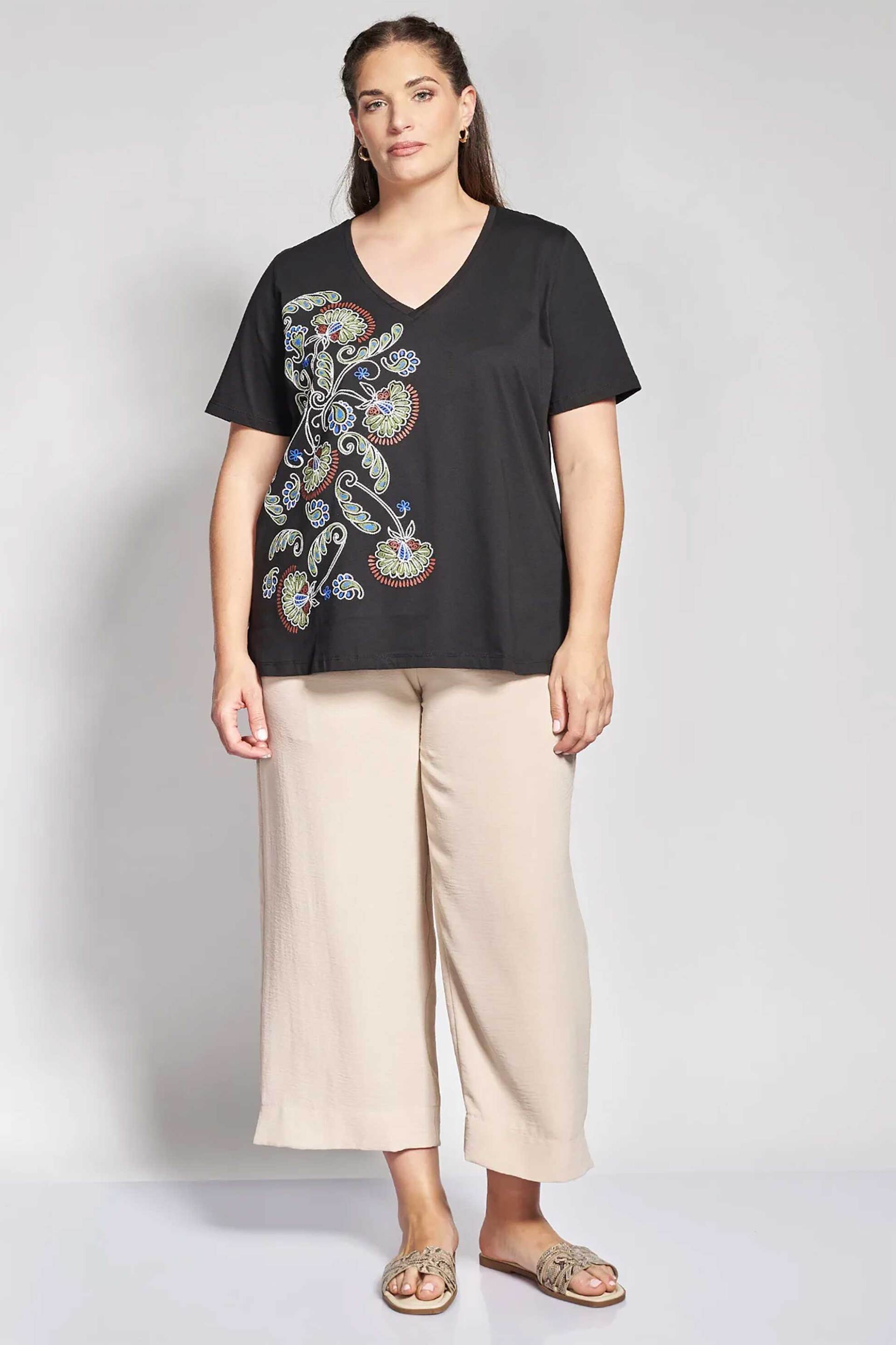 Parabita γυναικεία μπλούζα με Boho print - 012610100310 Μαύρο