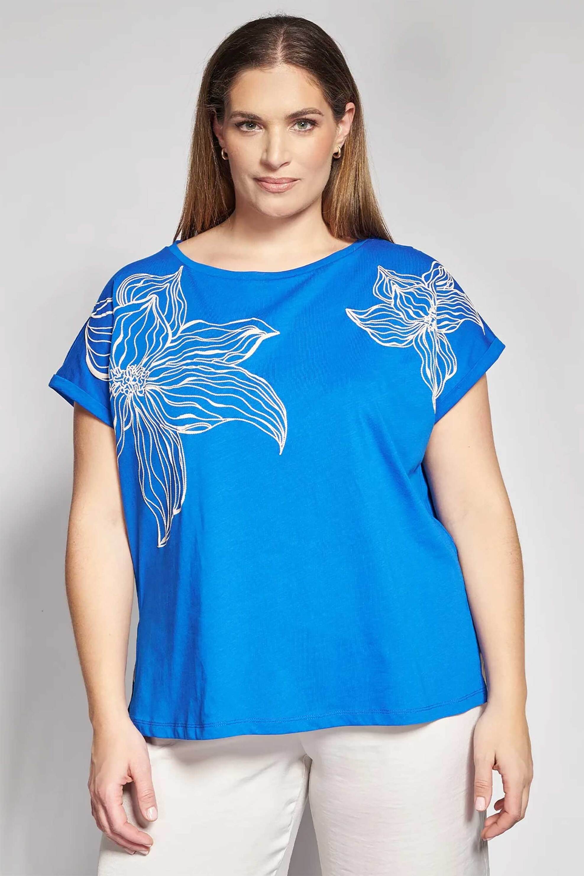 Parabita γυναικεία μπλούζα με floral print - 012610100569 Μπλε