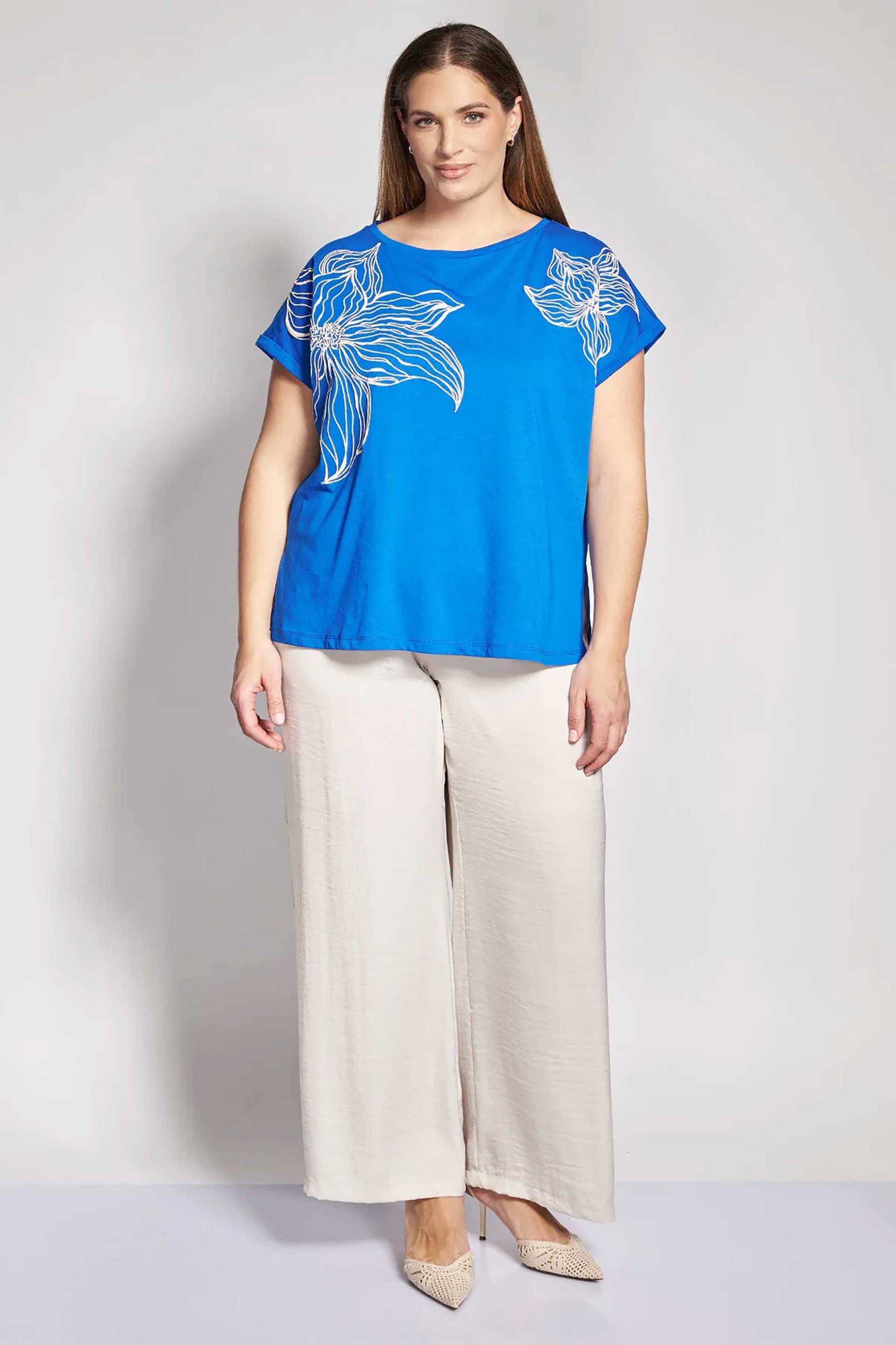 PARABITA Parabita γυναικεία μπλούζα με floral print - 012610100569 Μπλε - 2