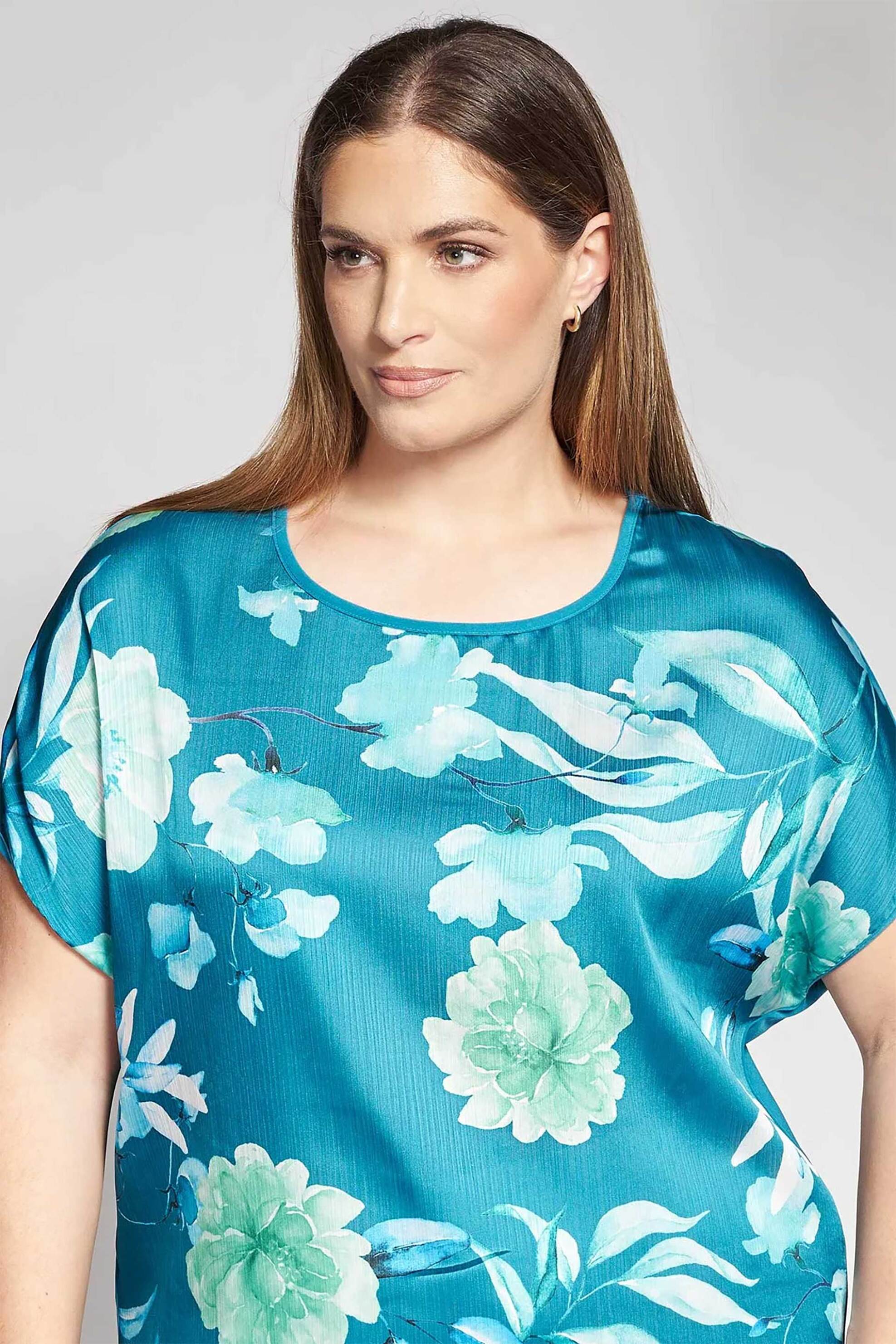 Parabita γυναικεία μπλούζα με floral print - 012610100604 Πετρόλ