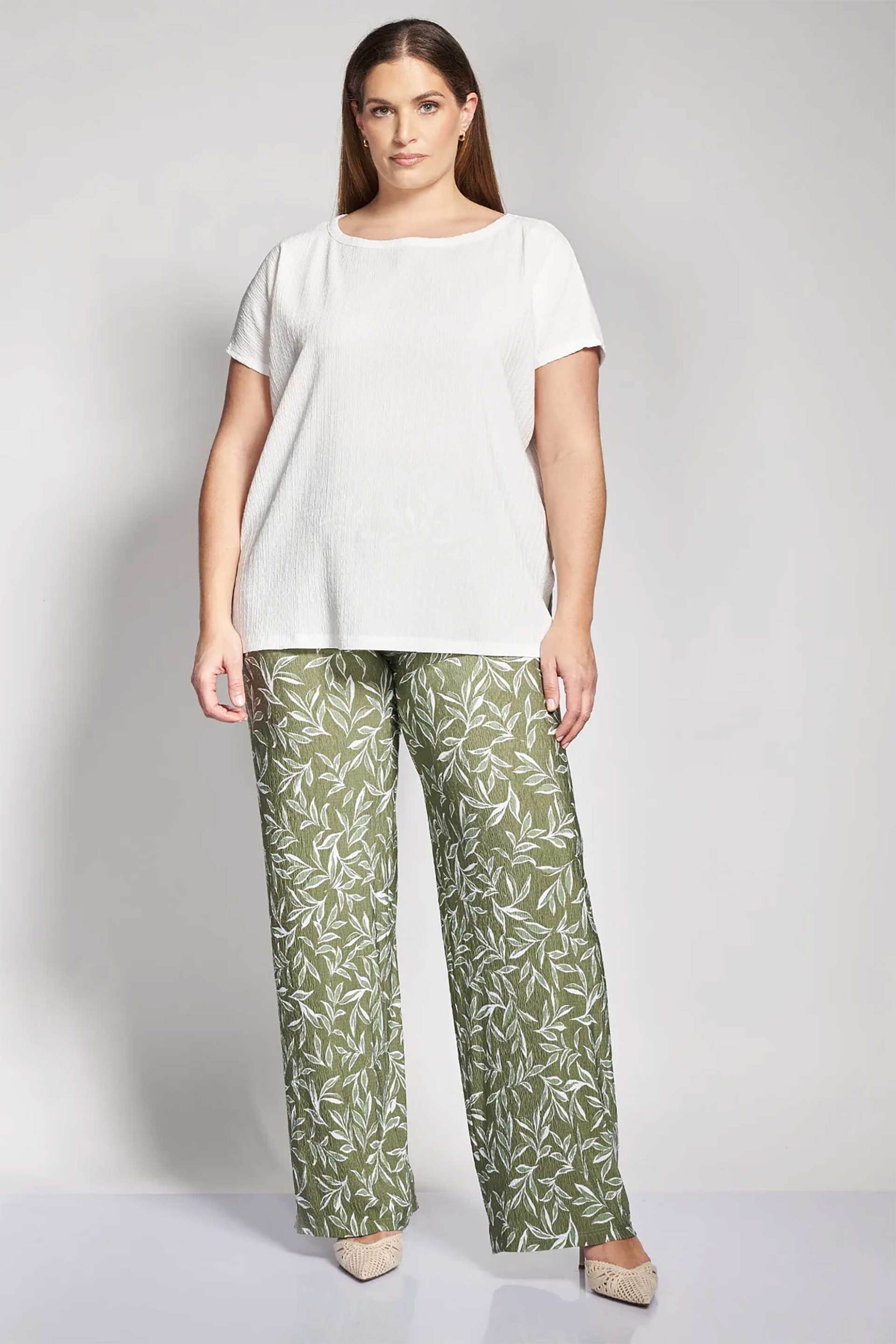 PARABITA Parabita γυναικεία παντελόνα με floral print - 012610200106 Χακί
