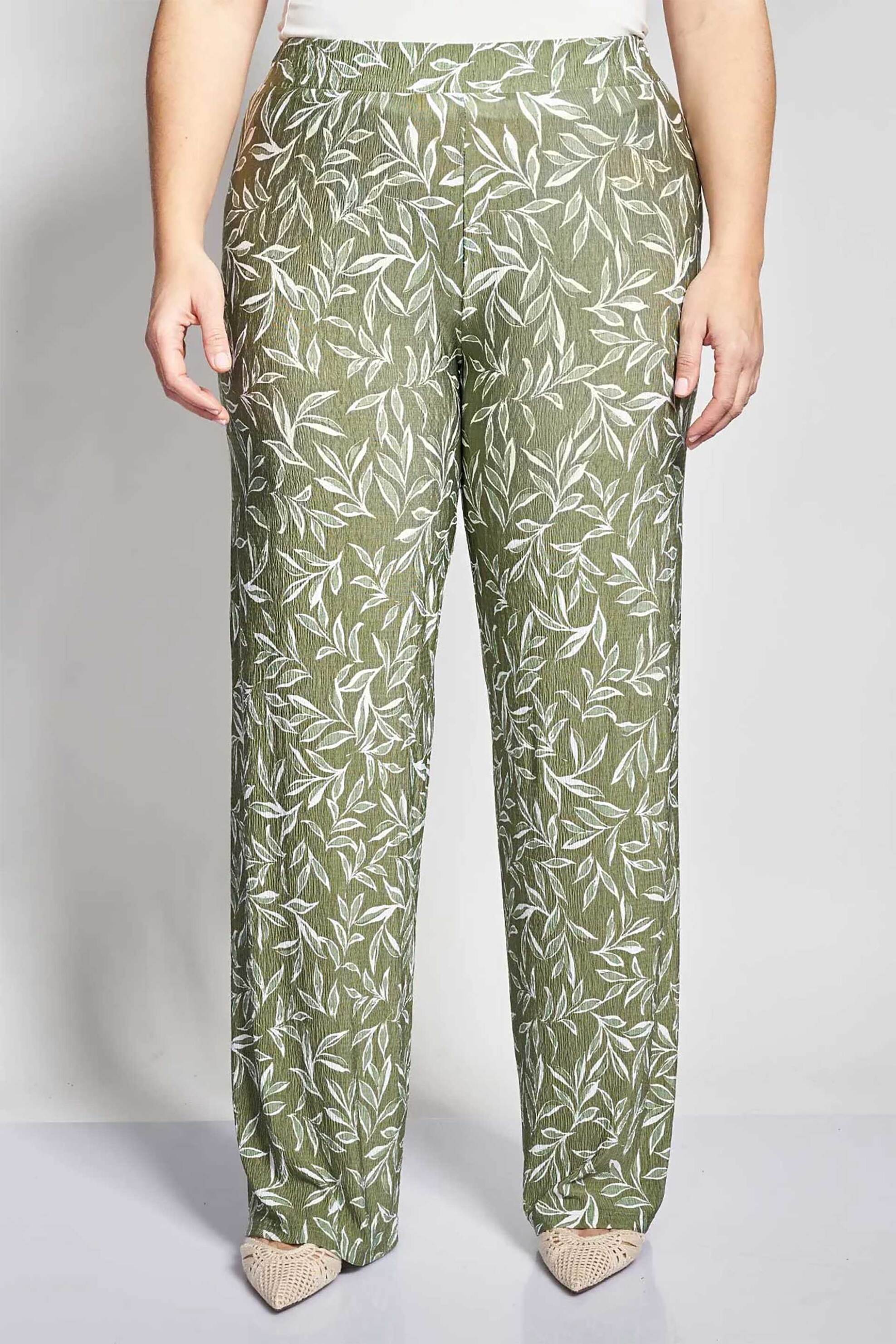 Parabita γυναικεία παντελόνα με floral print - 012610200106 Χακί