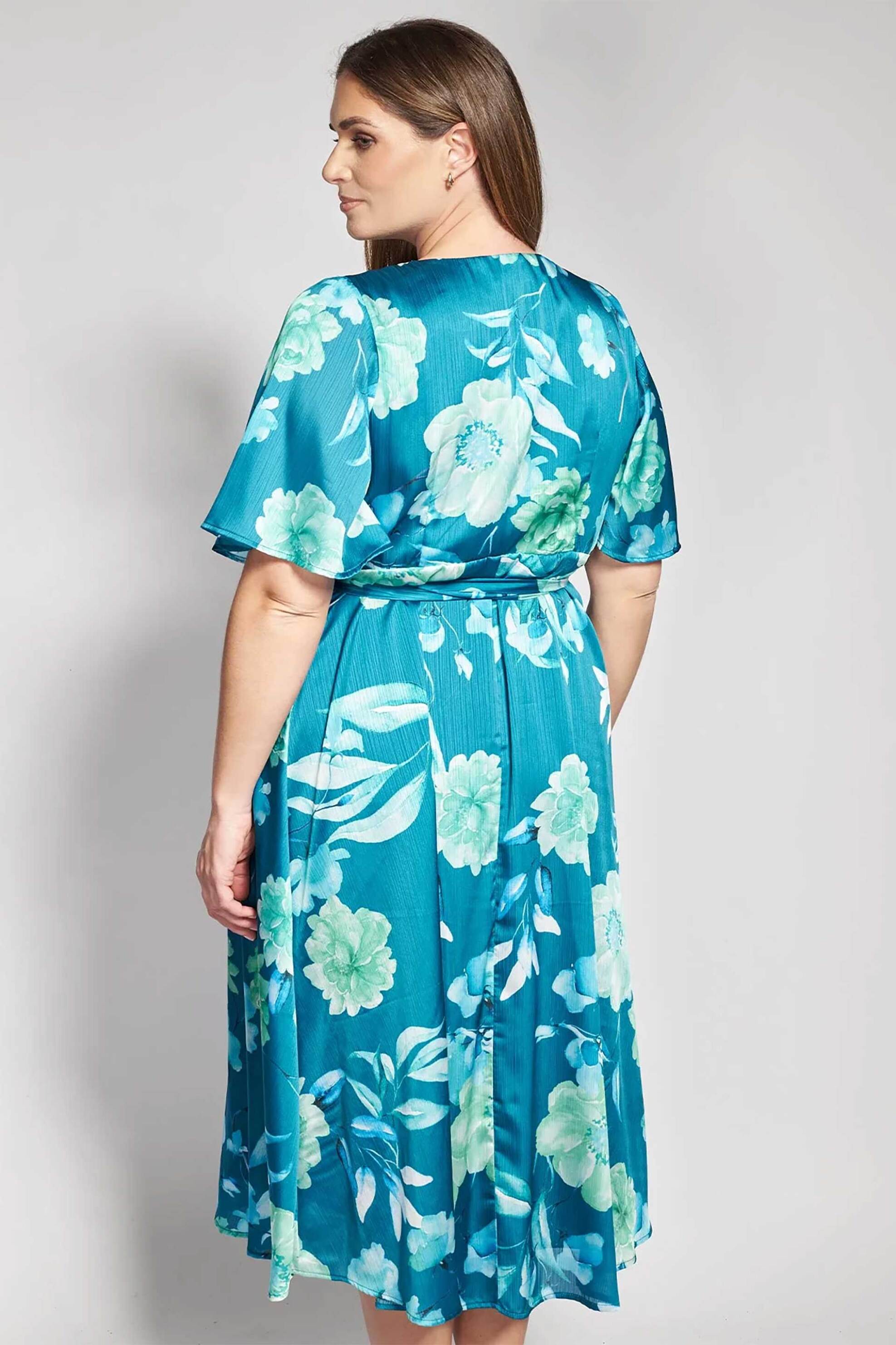 PARABITA Parabita γυναικείο midi φόρεμα με floral print - 012610600603 Πετρόλ - 3