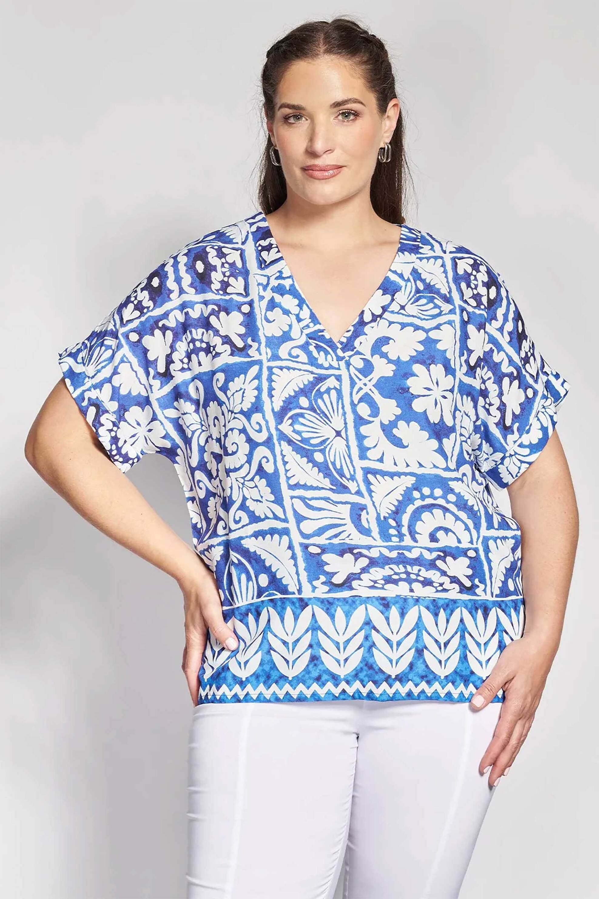 PARABITA Parabita γυναικεία μπλούζα με floral print - 012610100190 Μπλε