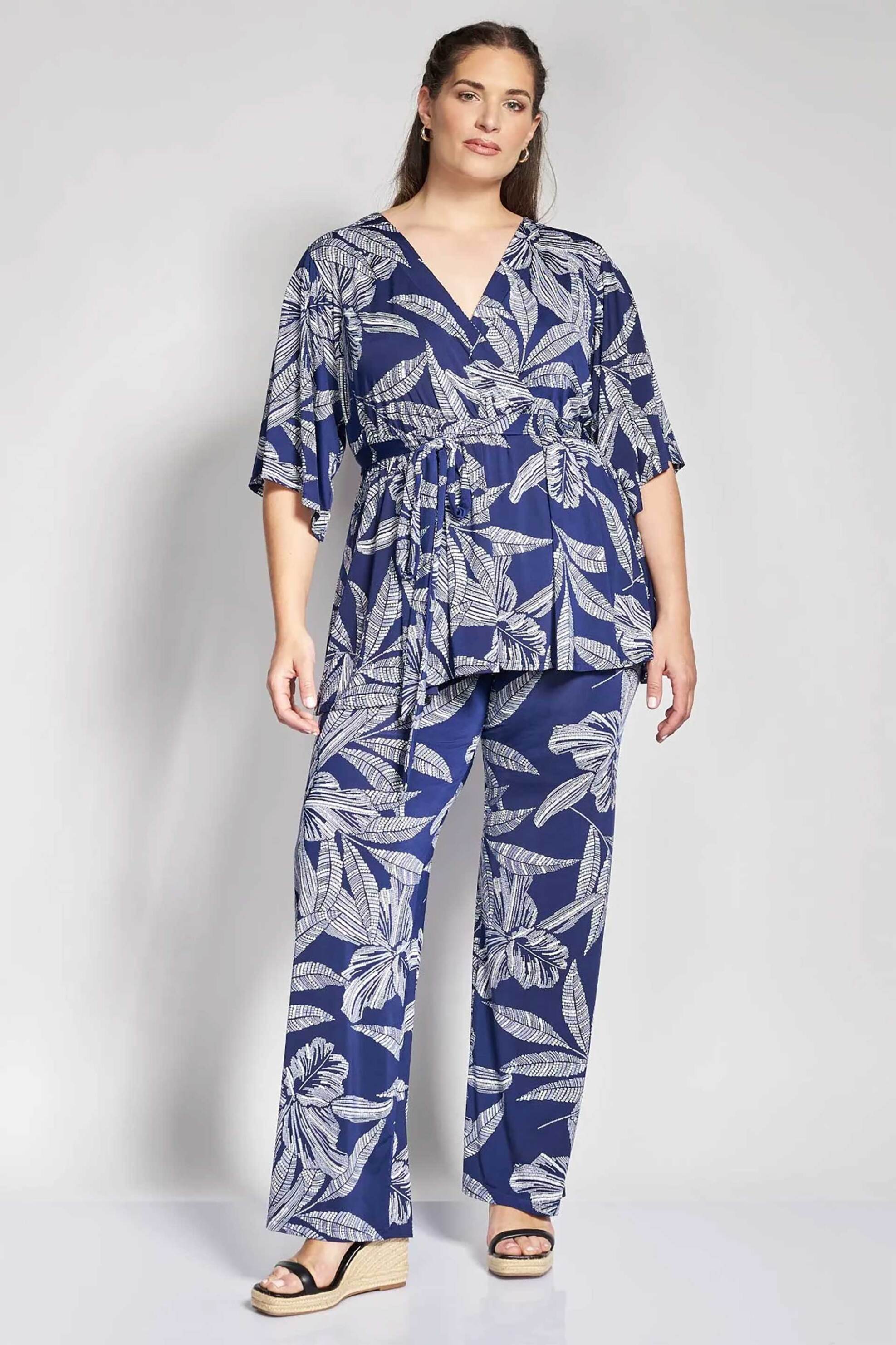 PARABITA Parabita γυναικεία μπλούζα κρουαζέ με floral print - 012610100448 Μπλε - 2