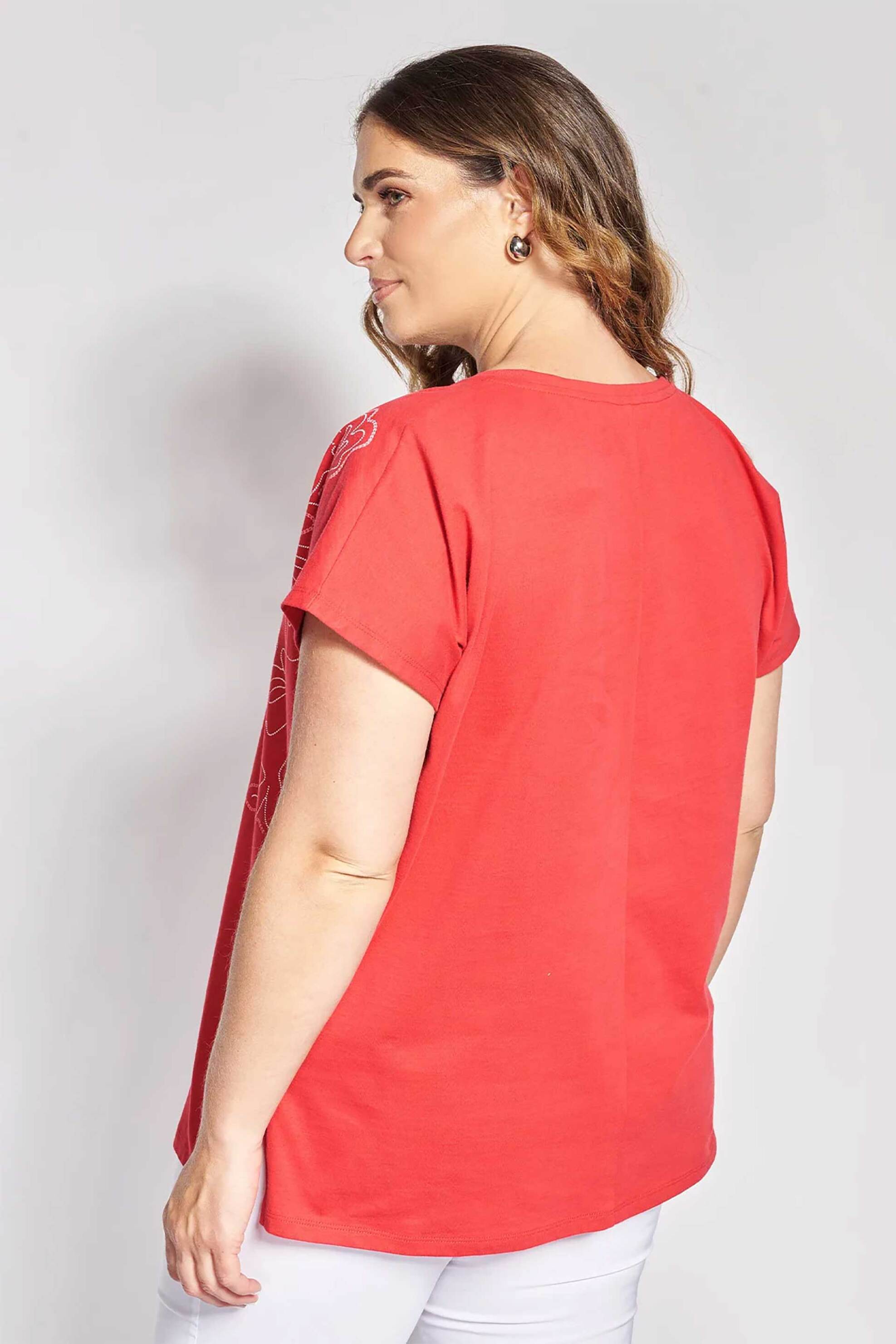 PARABITA Parabita γυναικείο T-shirt με print - 012610100648 Κόκκινο - 3